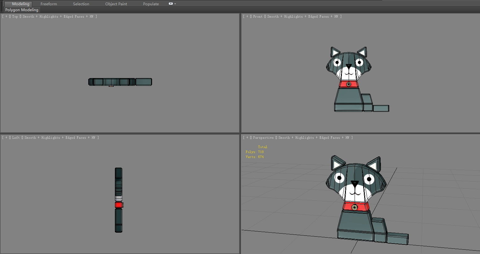 Animal shape blocks - Black cat toys Low-poly 3D model_5