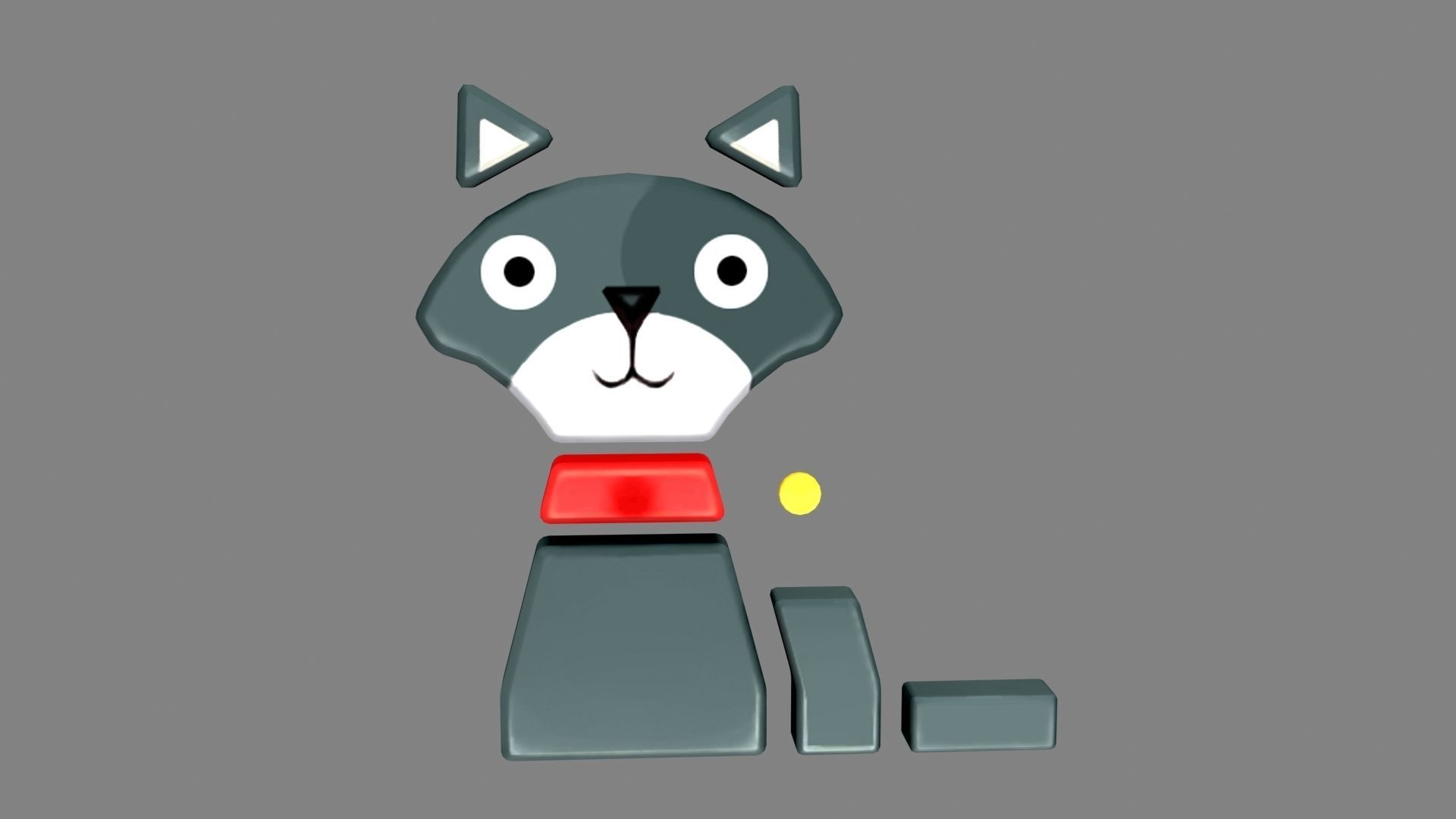 Animal shape blocks - Black cat toys Low-poly 3D model_1