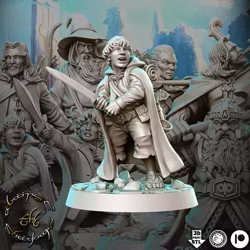 Sam The Hobbit The Lord of the Rings LOTR 32mm Pre-supported 3D print model
