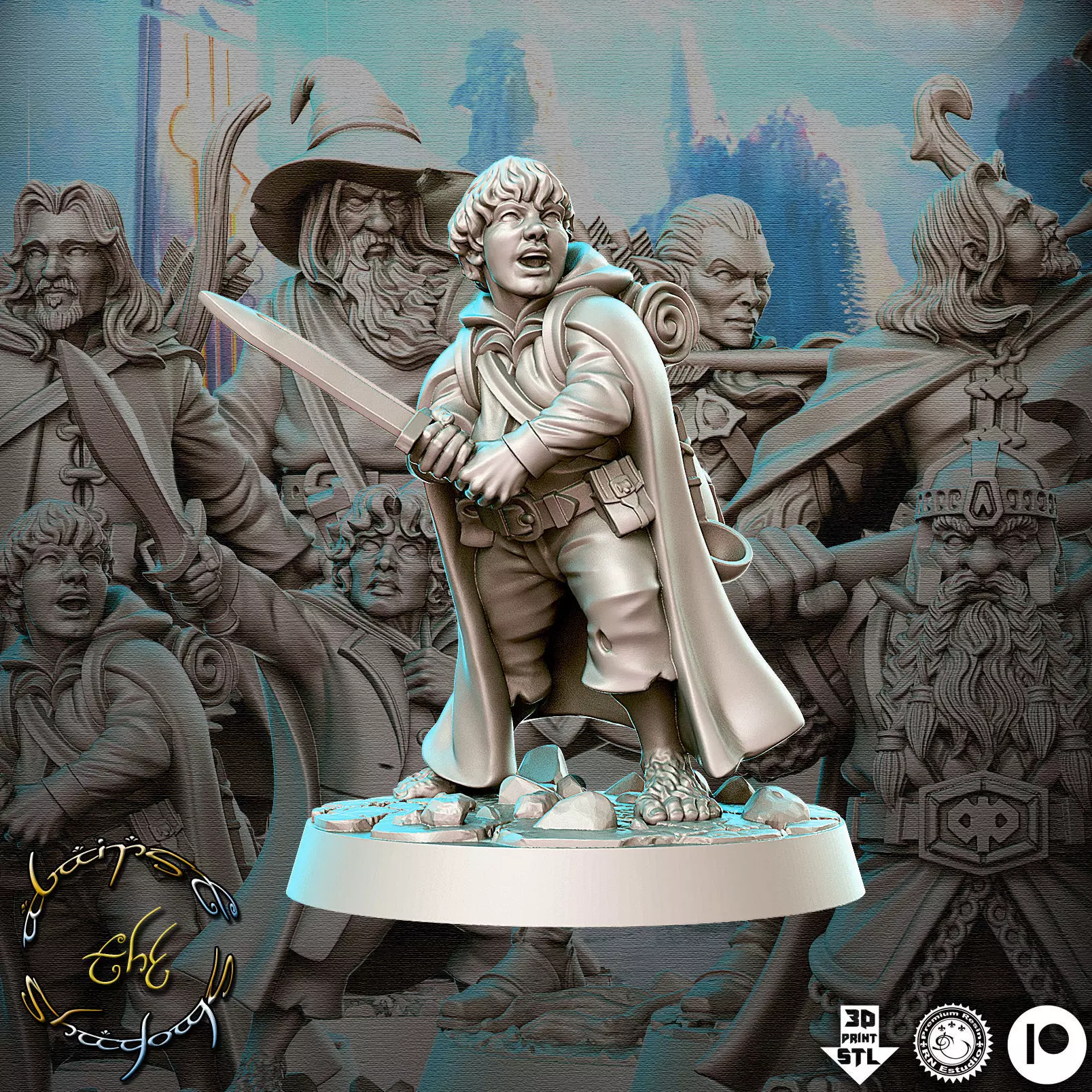 Sam The Hobbit The Lord of the Rings LOTR 32mm Pre-supported 3D print model_0
