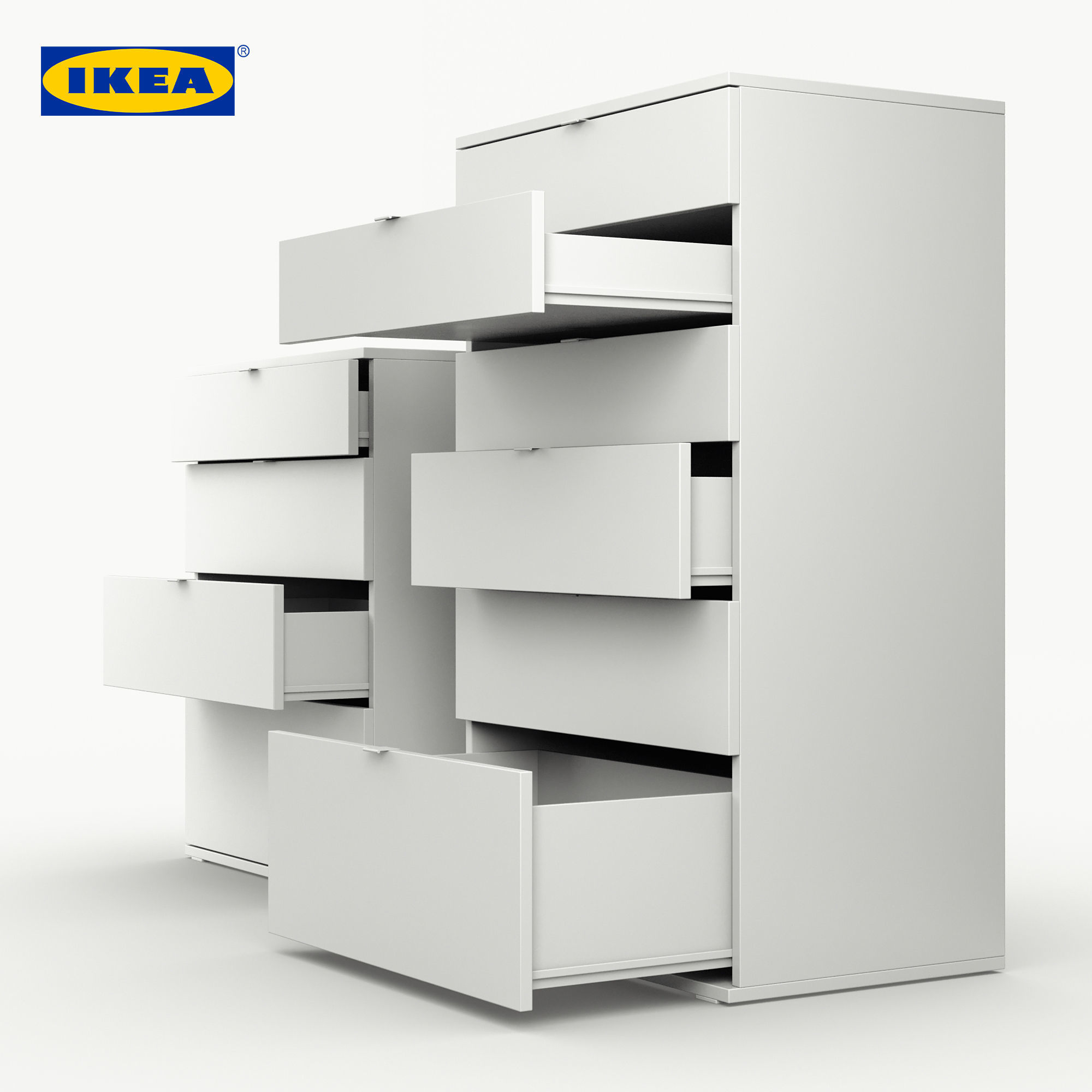 Ikea VIHALS drawers set 3D model_1