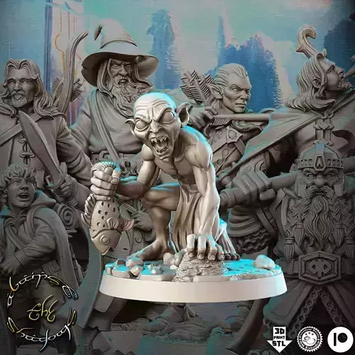 Gollum The Hobbit The Lord of the Rings LOTR 32mm Pre-supported 3D print model Gollum The Hobbit The Lord of the Rings LOTR 32mm Pre-supported 3D print model