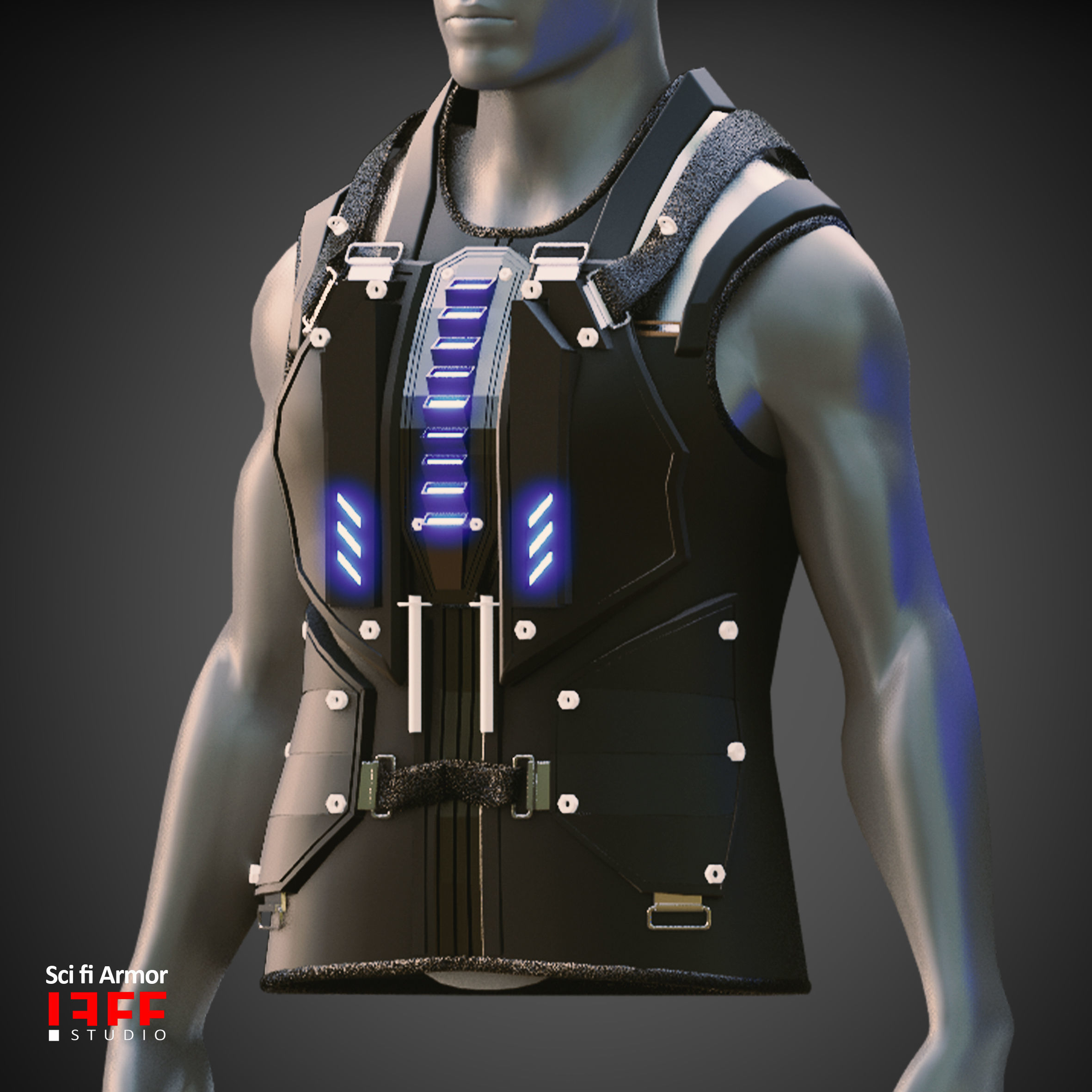15 SCI FI ARMORS BASEMESHES Low-poly 3D model_12