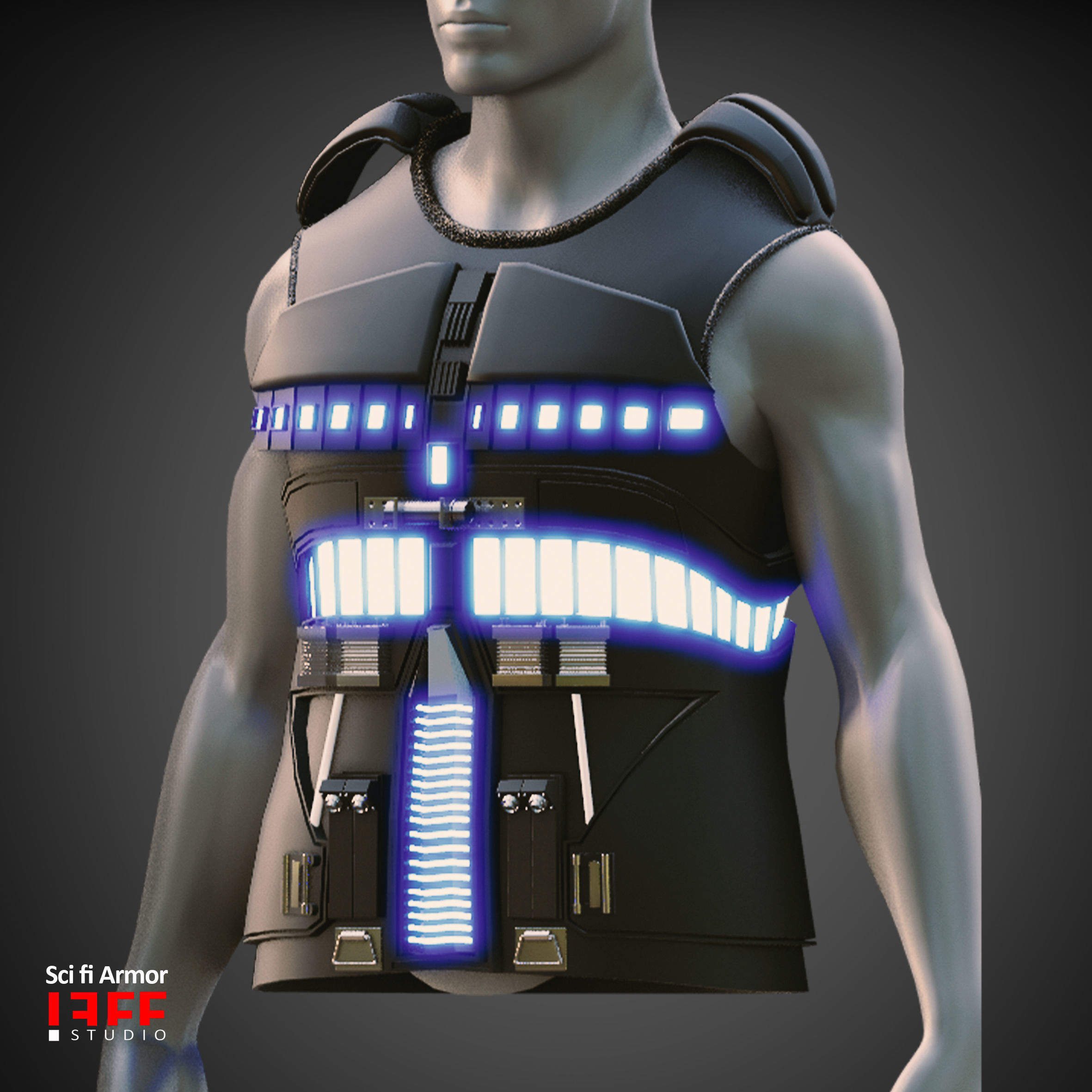 15 SCI FI ARMORS BASEMESHES Low-poly 3D model_13