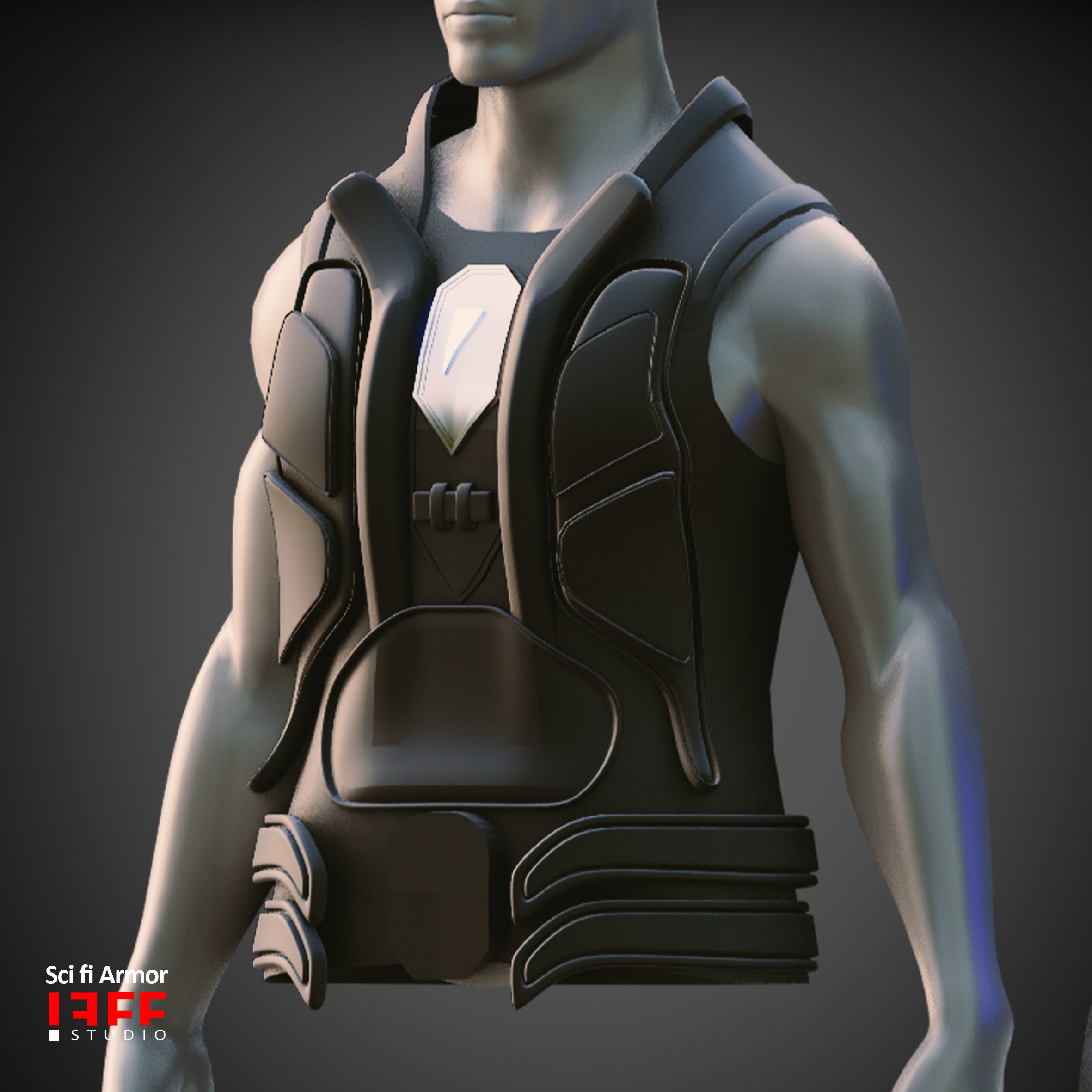 15 SCI FI ARMORS BASEMESHES Low-poly 3D model_8