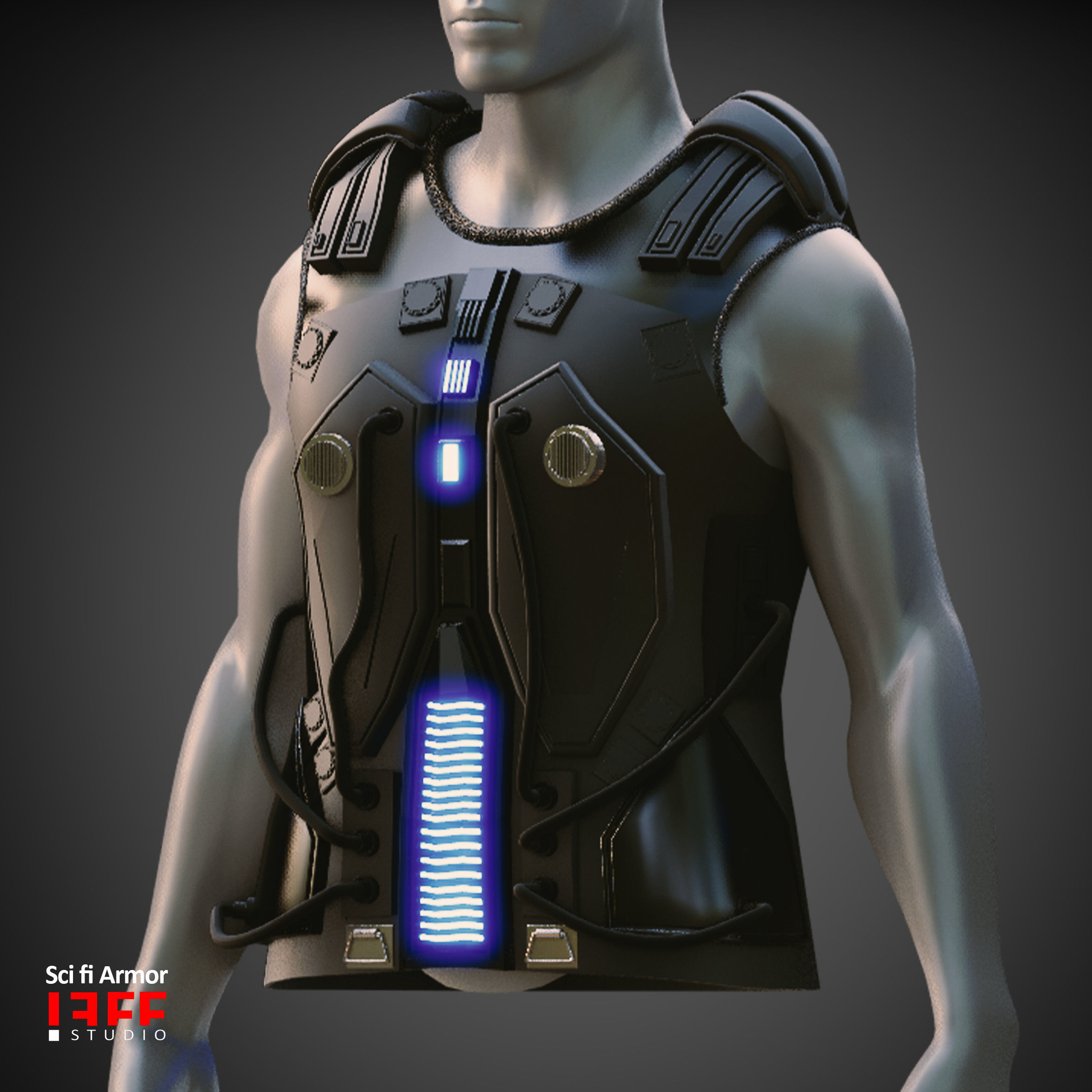 15 SCI FI ARMORS BASEMESHES Low-poly 3D model_11