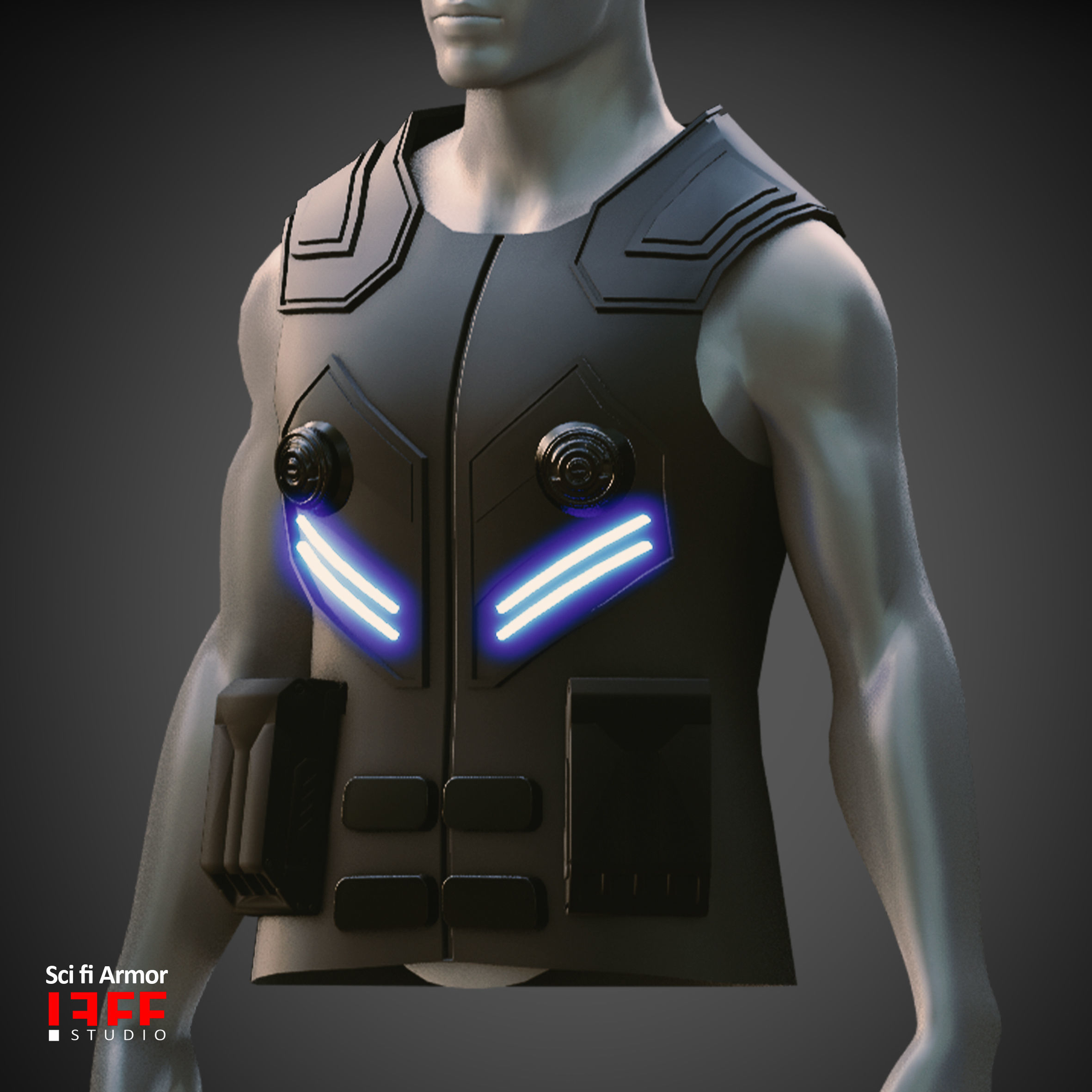 15 SCI FI ARMORS BASEMESHES Low-poly 3D model_10