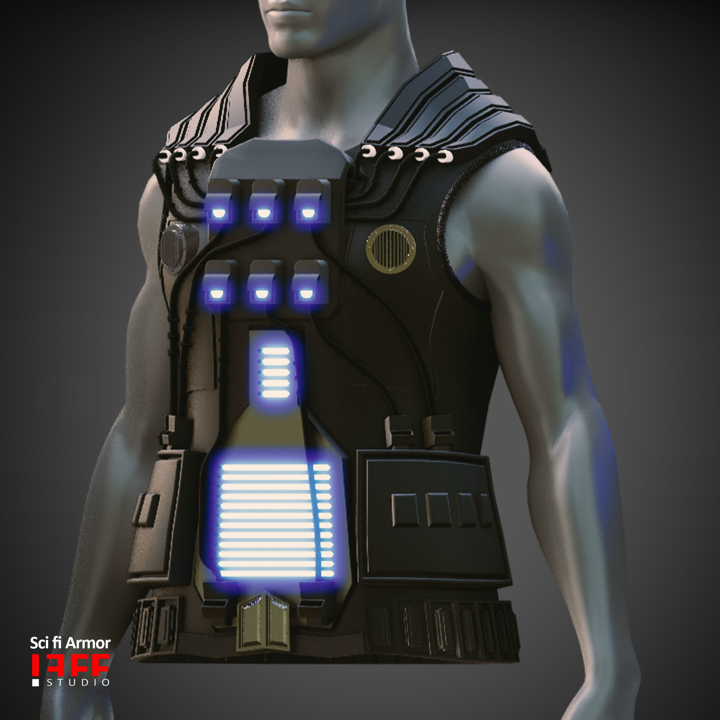 15 SCI FI ARMORS BASEMESHES Low-poly 3D model_9