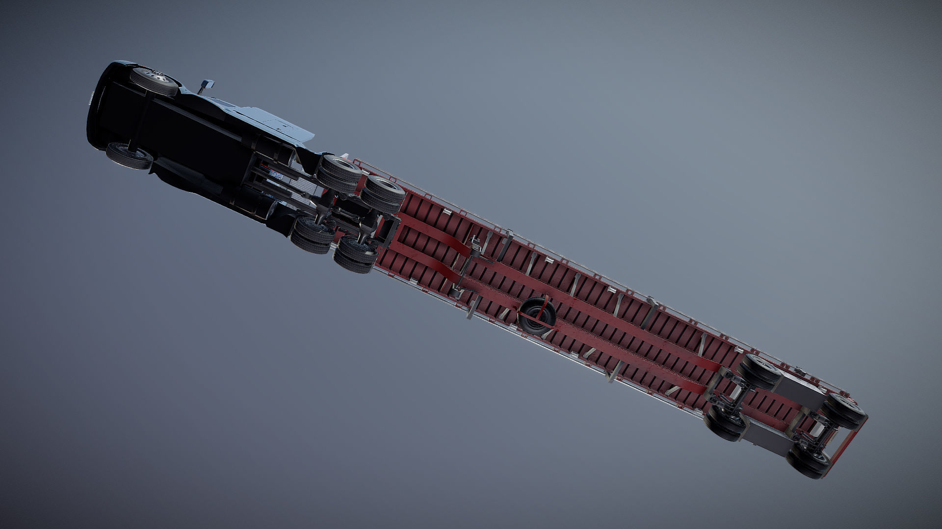 Peterbilt 579 flatbed trailer Low-poly 3D model_23