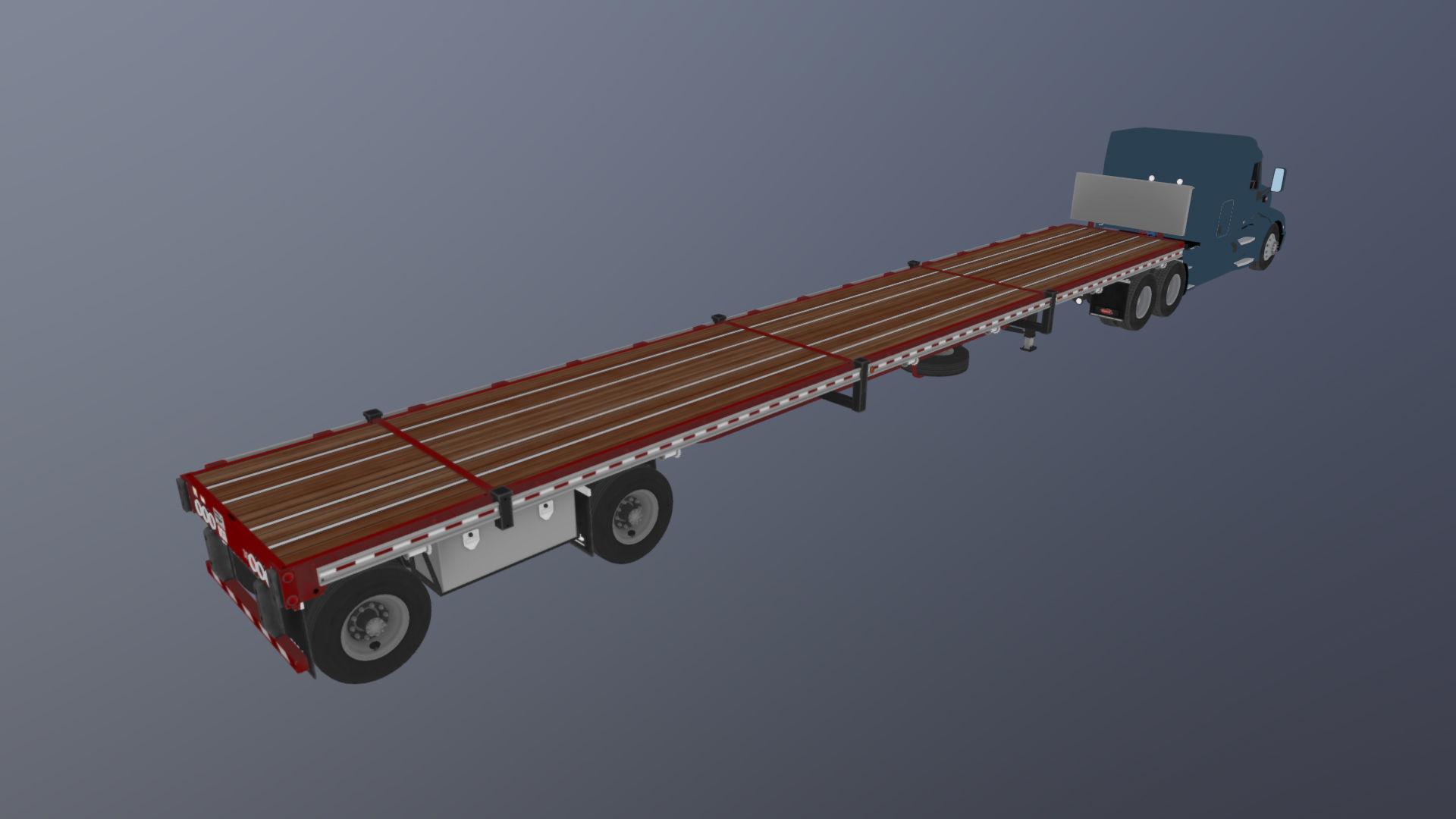 Peterbilt 579 flatbed trailer Low-poly 3D model_27