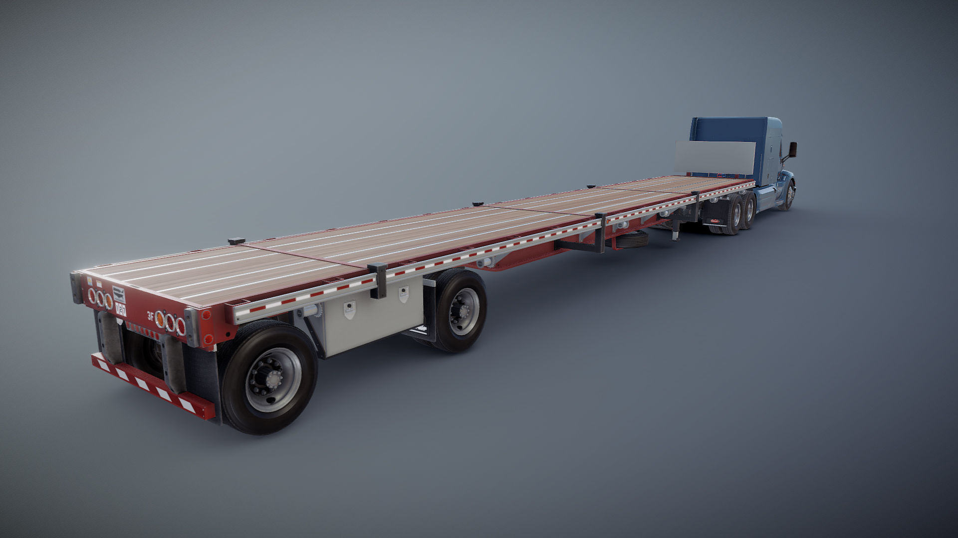 Peterbilt 579 flatbed trailer Low-poly 3D model_19