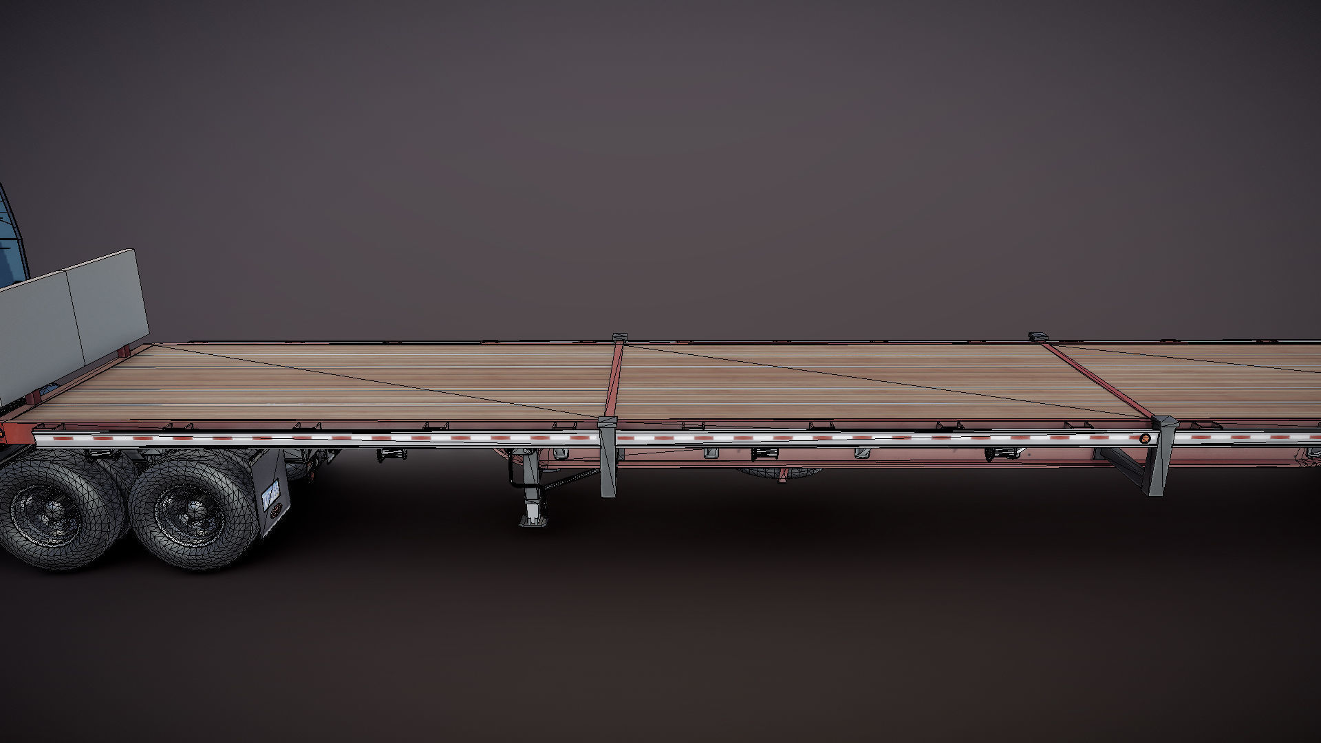 Peterbilt 579 flatbed trailer Low-poly 3D model_36