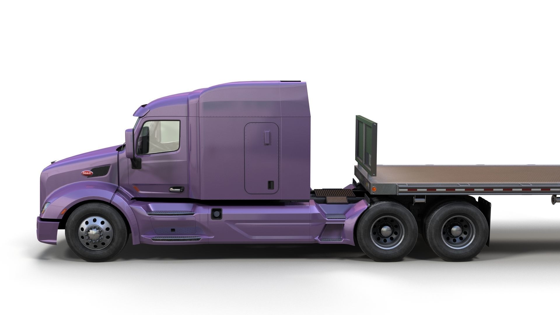 Peterbilt 579 flatbed trailer Low-poly 3D model_4