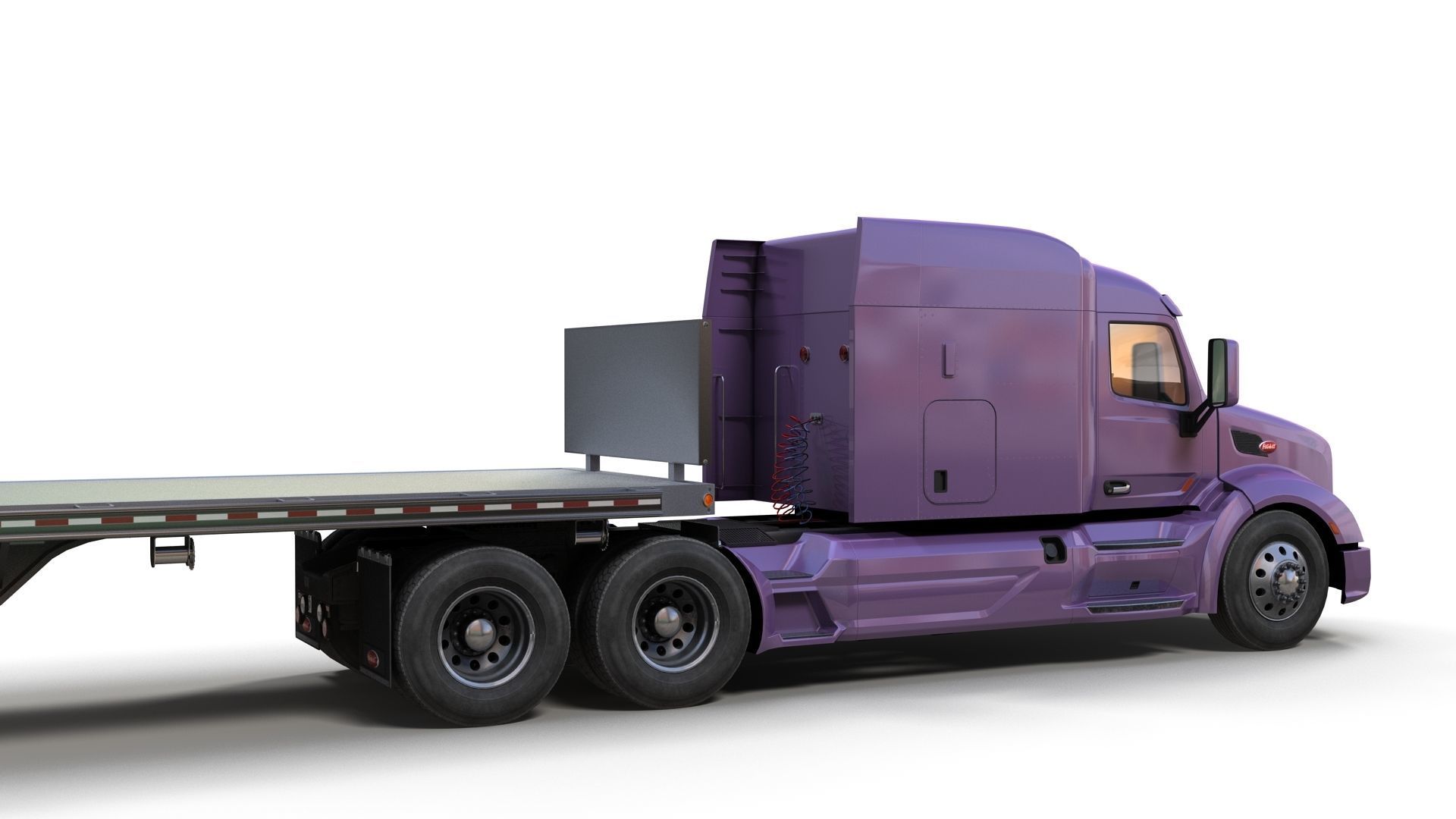 Peterbilt 579 flatbed trailer Low-poly 3D model_5