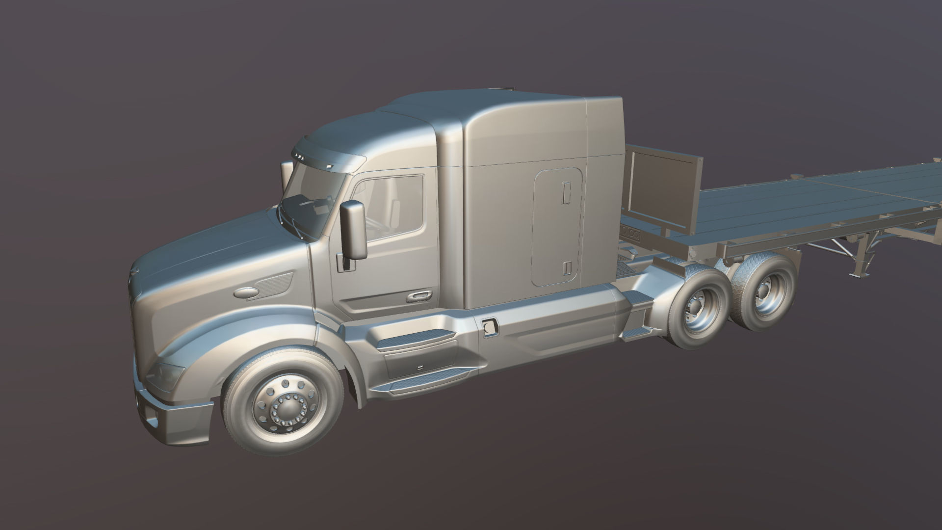 Peterbilt 579 flatbed trailer Low-poly 3D model_28