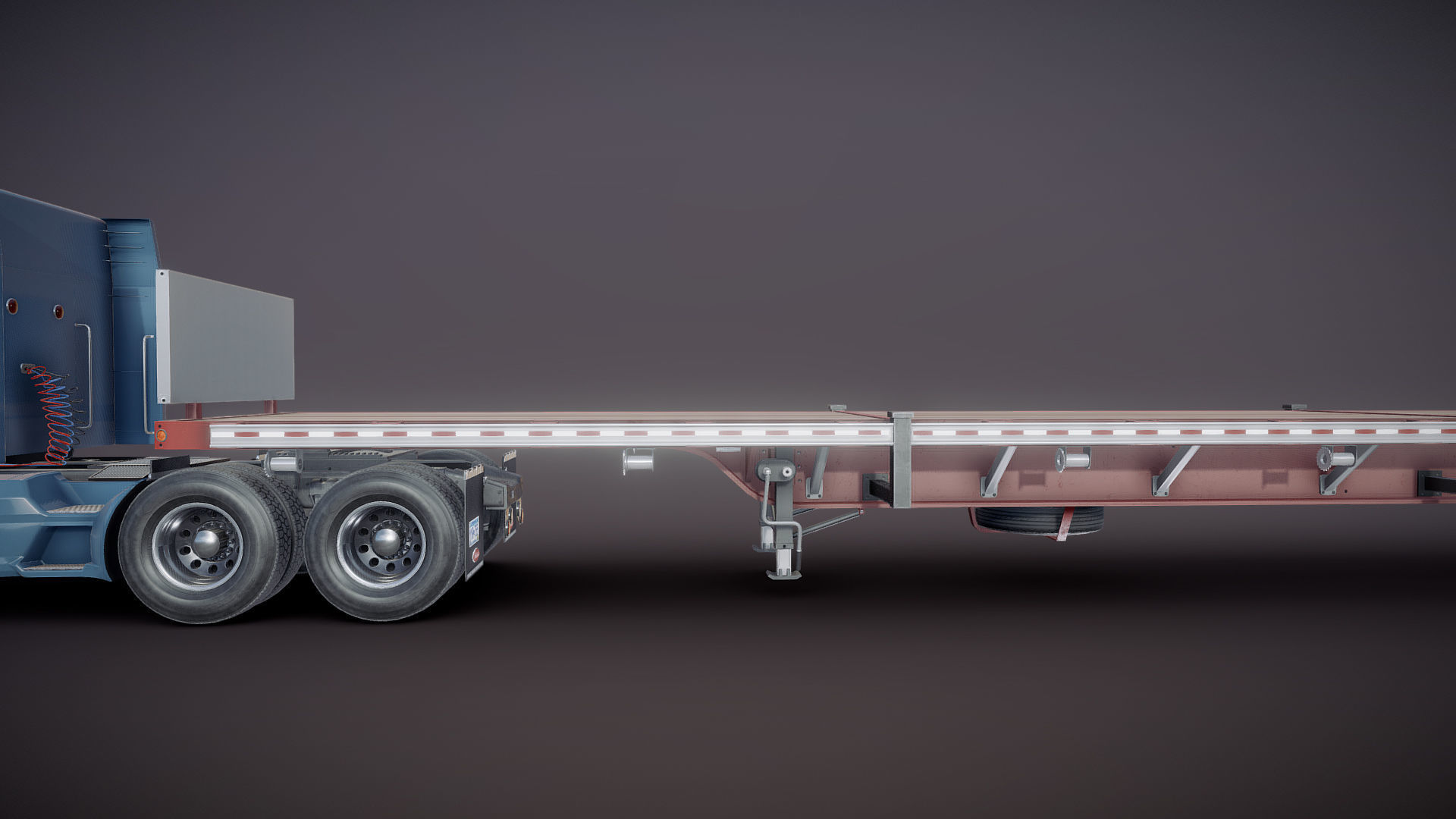 Peterbilt 579 flatbed trailer Low-poly 3D model_22