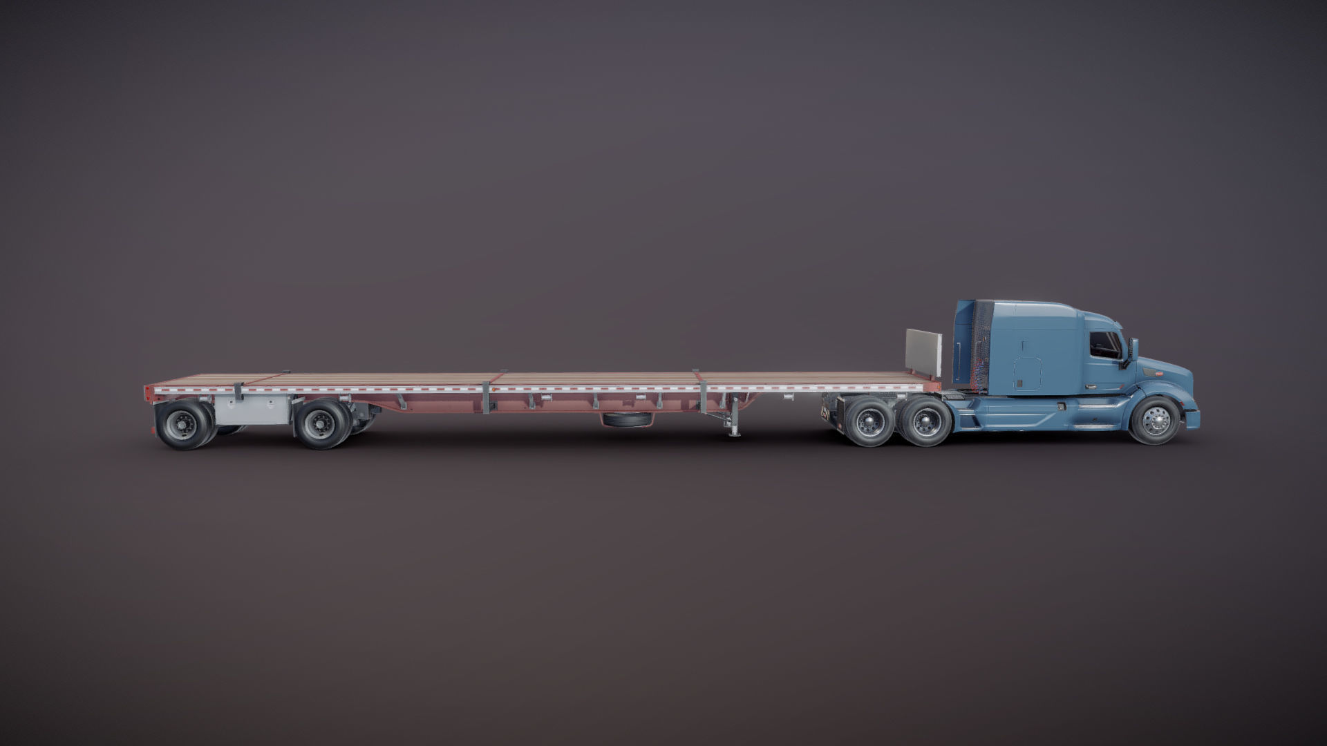 Peterbilt 579 flatbed trailer Low-poly 3D model_18