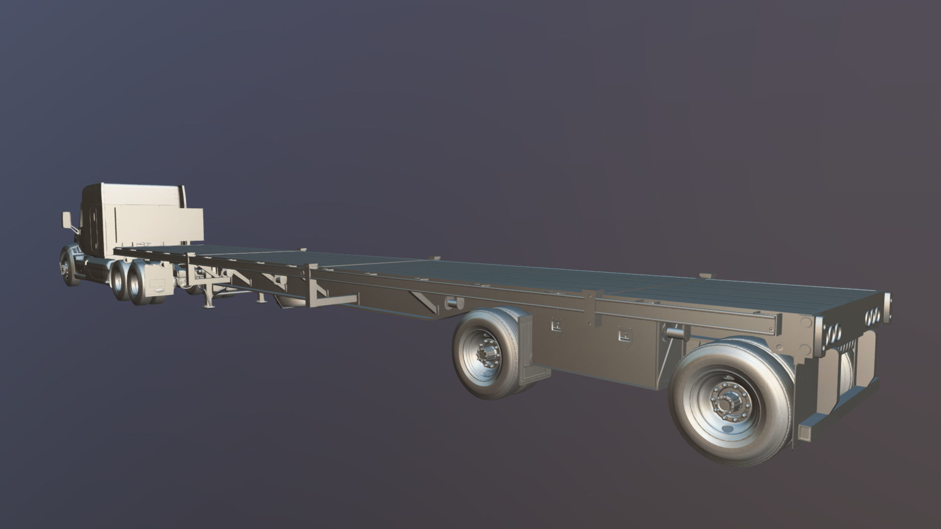 Peterbilt 579 flatbed trailer Low-poly 3D model_29