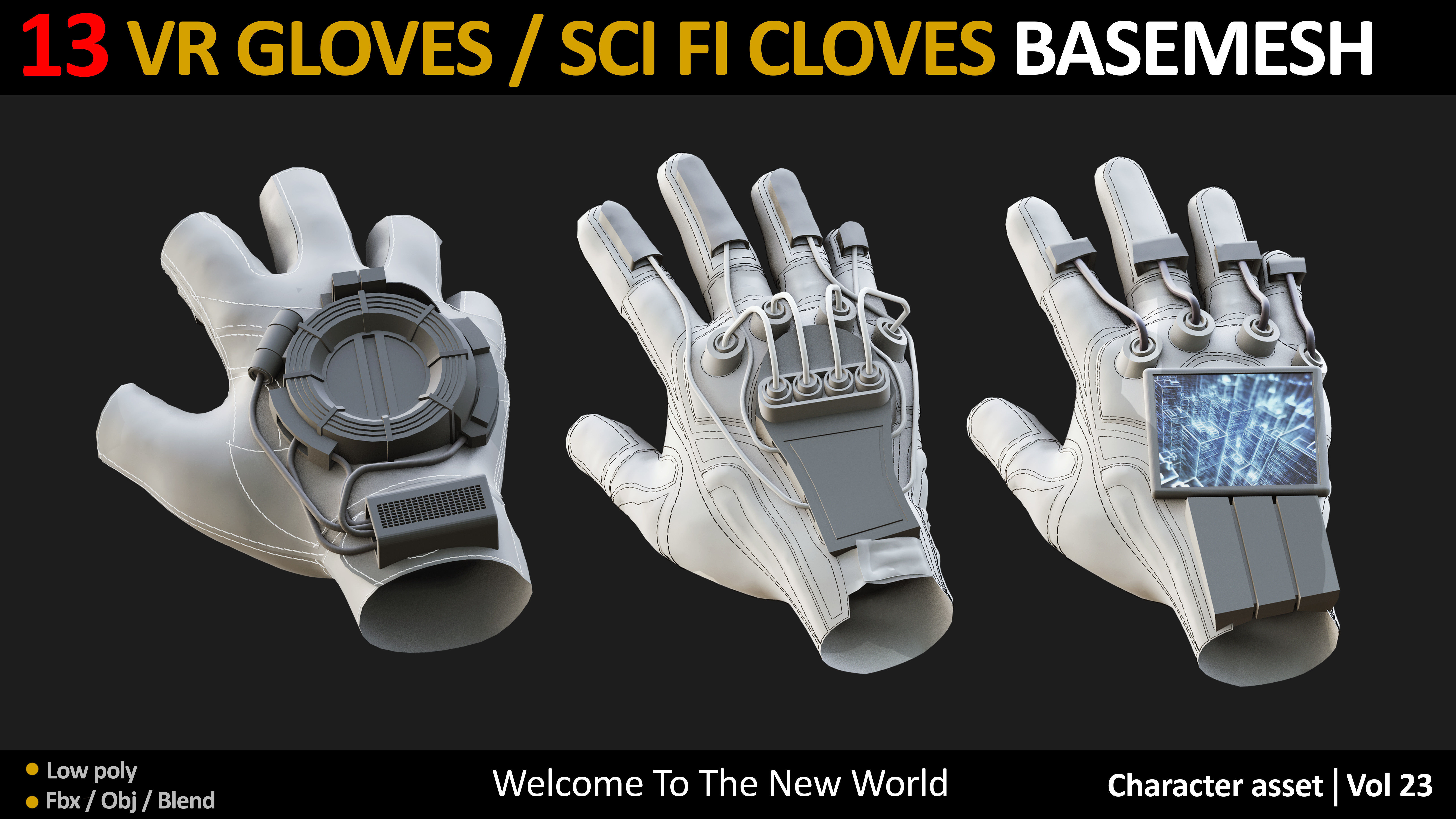 13 VR CLOVES  SCI FI GLOVES MODELS VOL 21 Low-poly 3D model_5