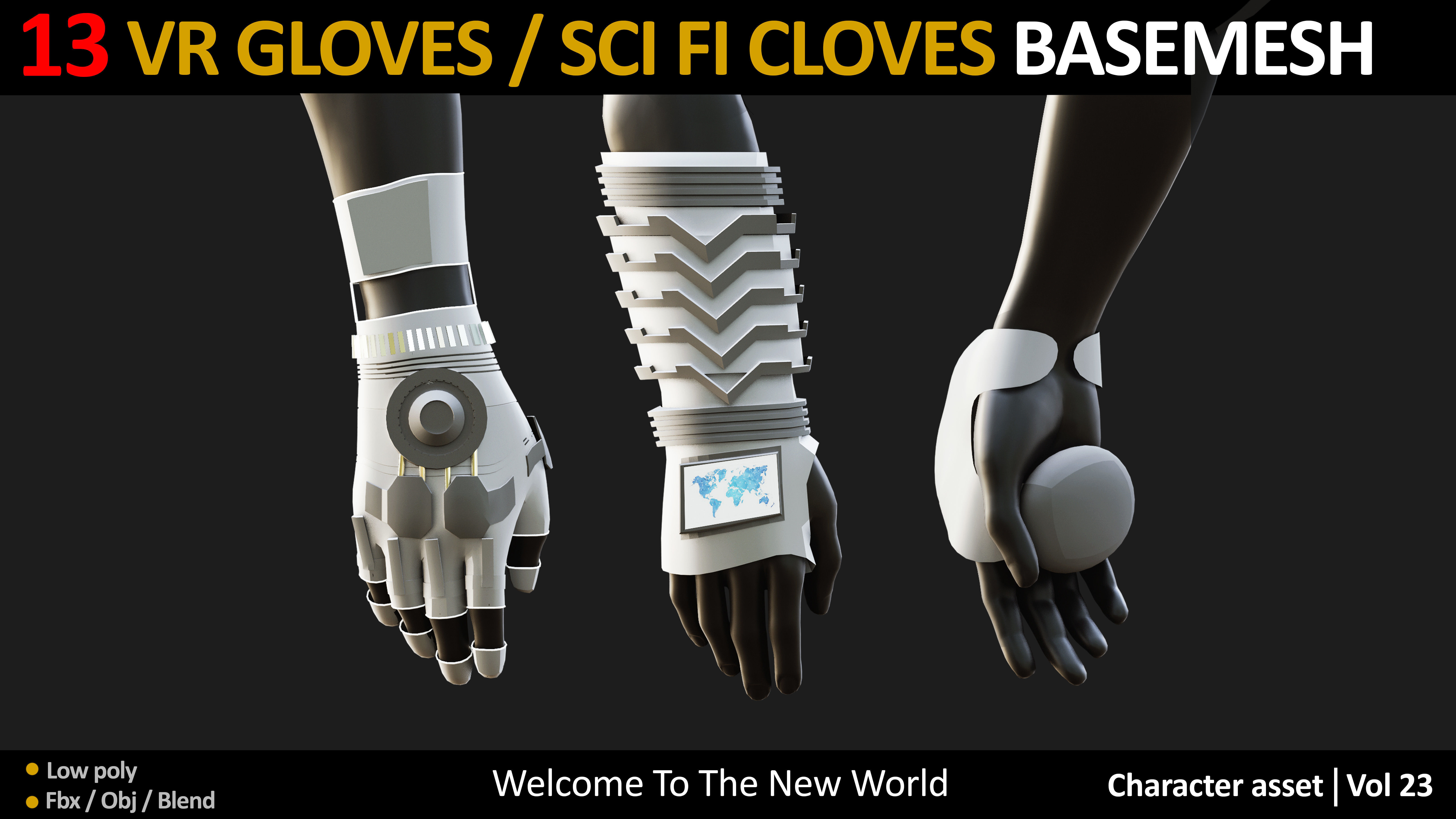 13 VR CLOVES  SCI FI GLOVES MODELS VOL 21 Low-poly 3D model_1