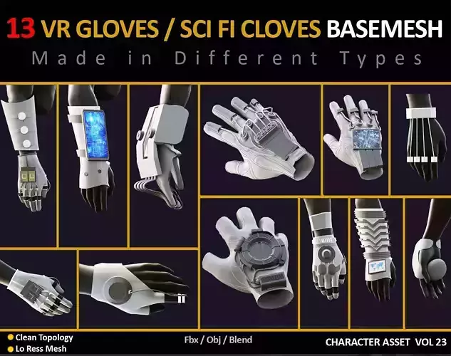 13 VR CLOVES  SCI FI GLOVES MODELS VOL 21 Low-poly 3D model 13 VR CLOVES  SCI FI GLOVES MODELS VOL 21 Low-poly 3D model