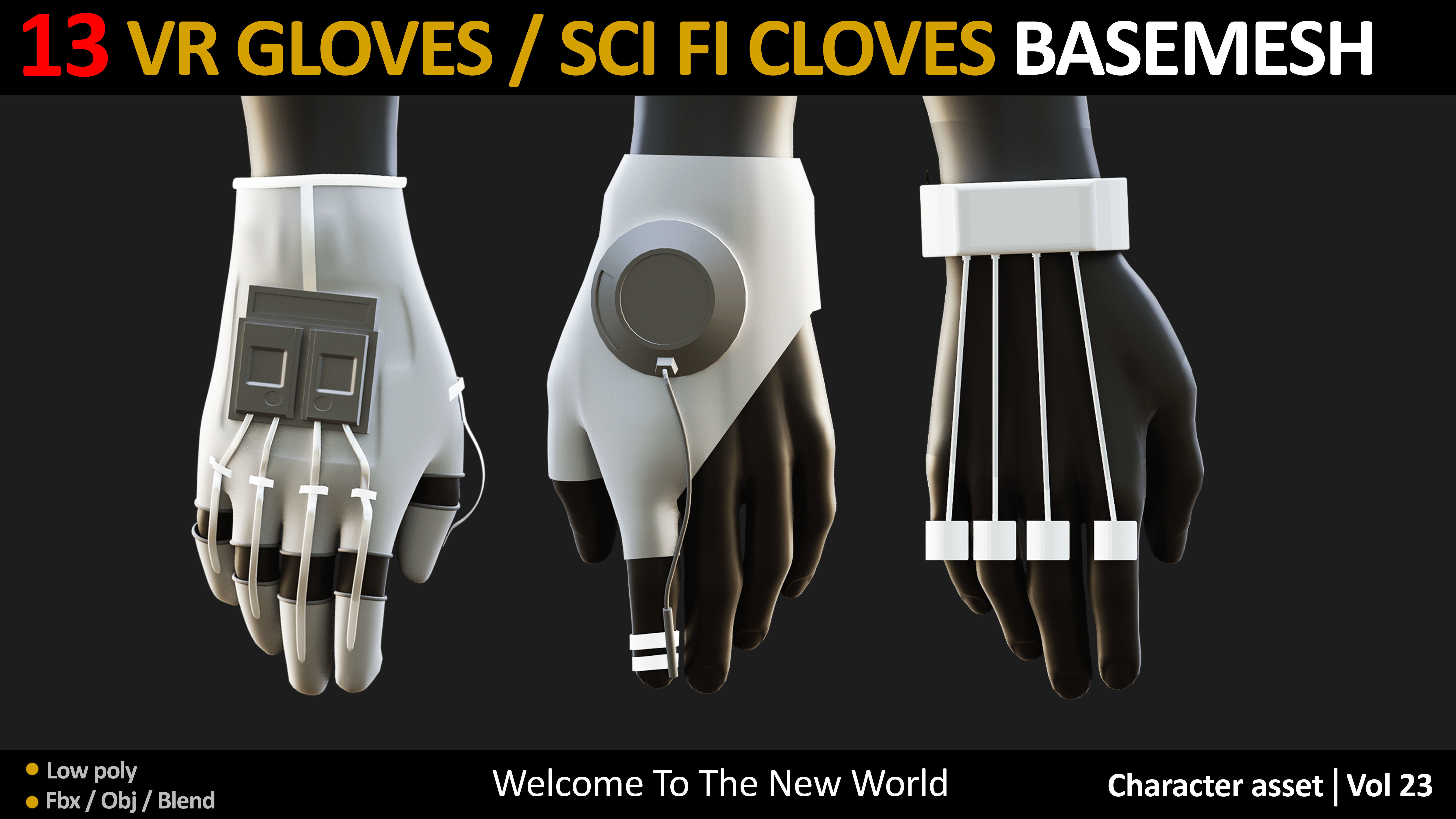13 VR CLOVES  SCI FI GLOVES MODELS VOL 21 Low-poly 3D model_4