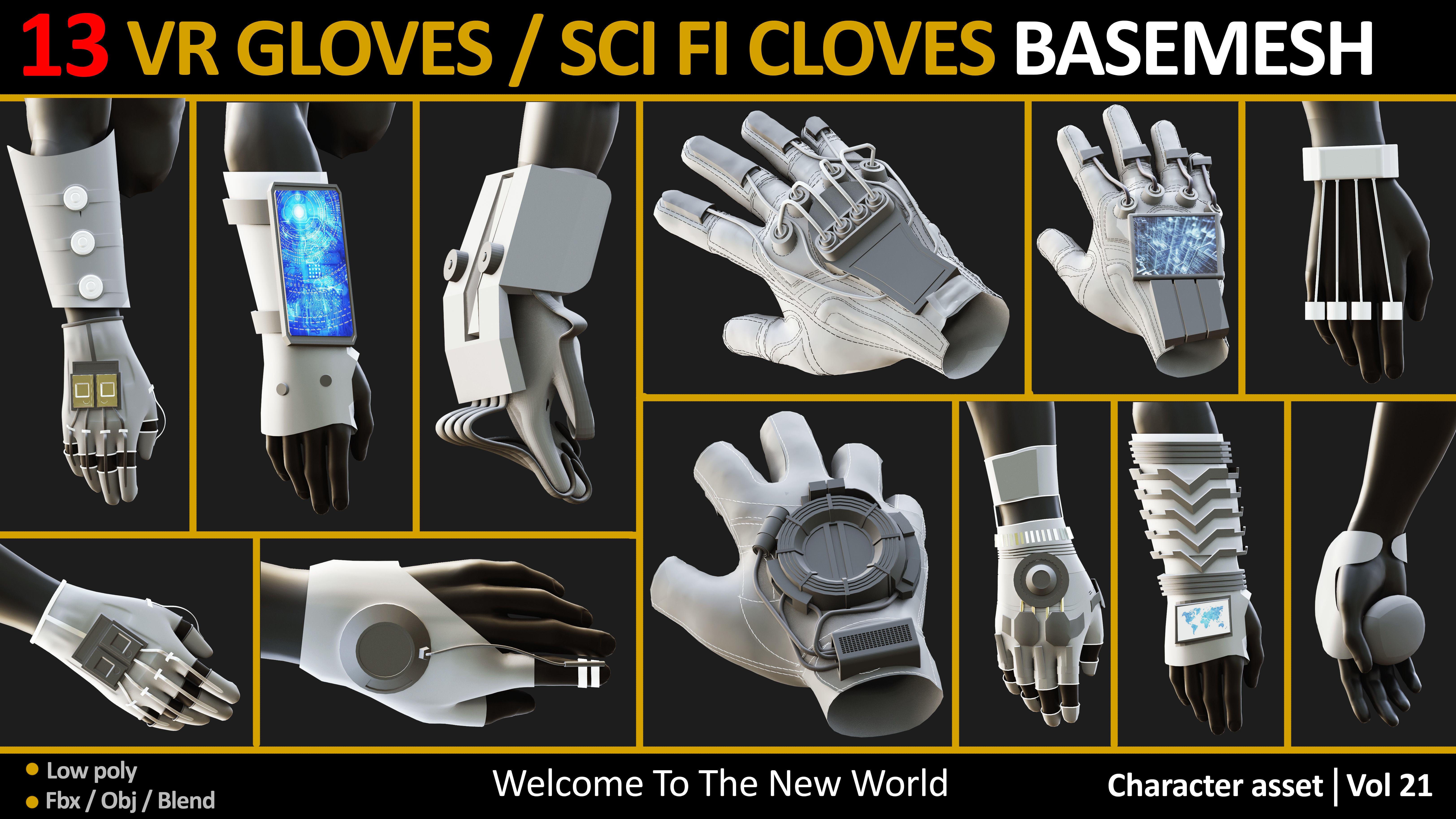 13 VR CLOVES  SCI FI GLOVES MODELS VOL 21 Low-poly 3D model_12