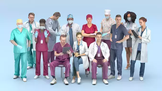 Hospital personnel 25 3D Model Collection
