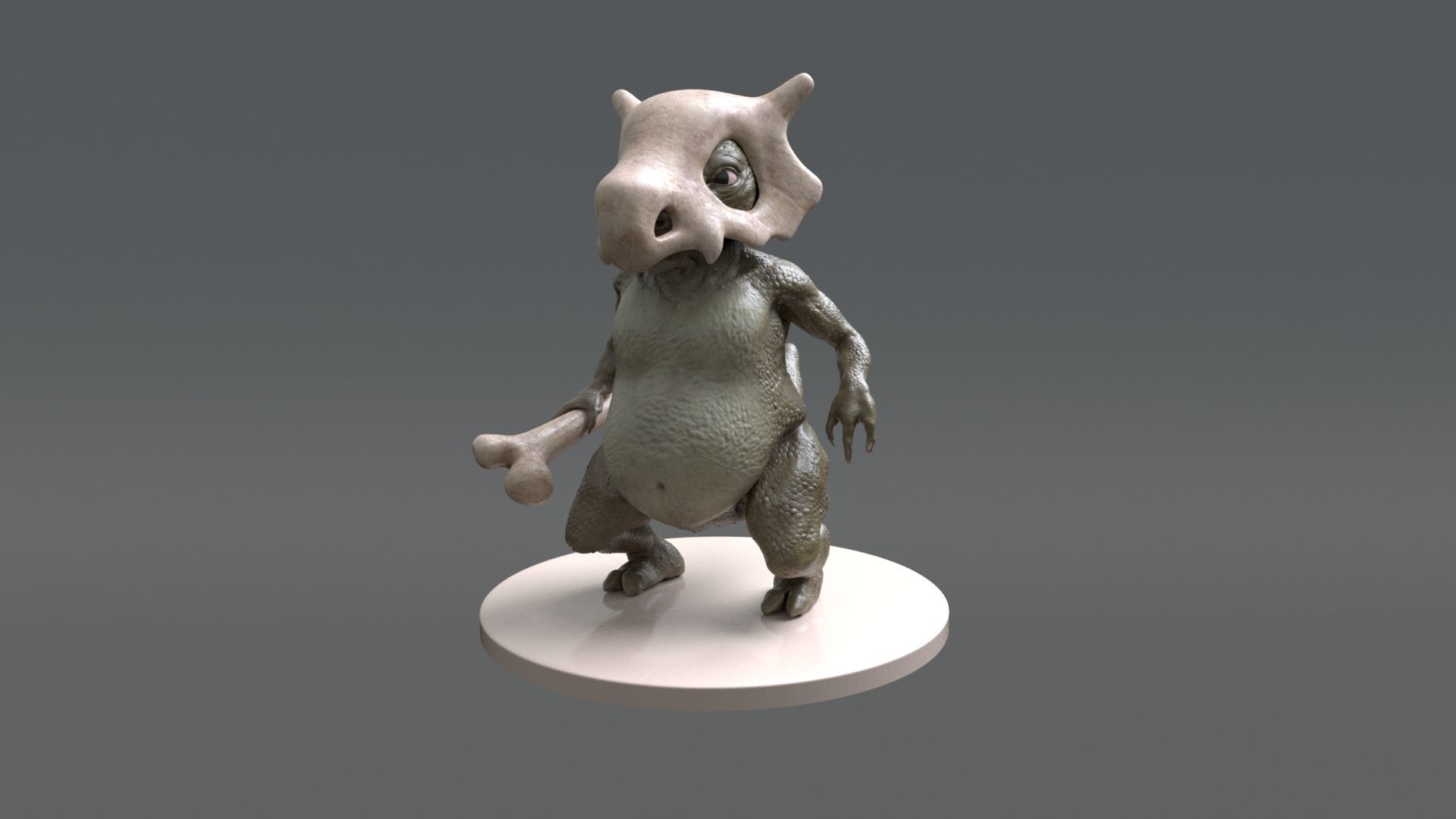 Cubone 3D print model_3