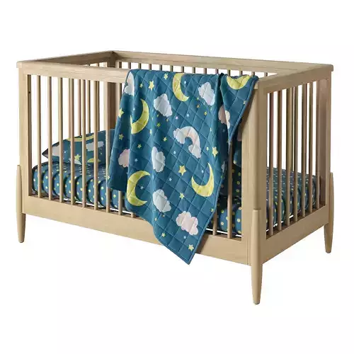 Crate and Barrel Bodie Natural Oak Wood Baby Crib