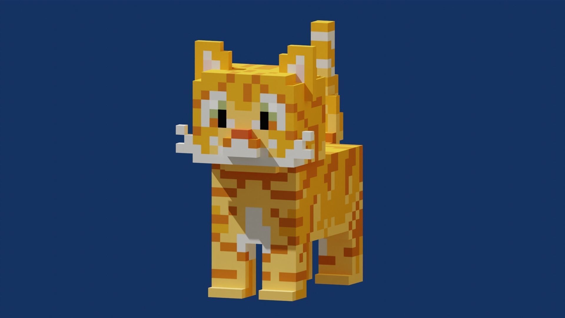 Voxel Cat Low-poly 3D model_3