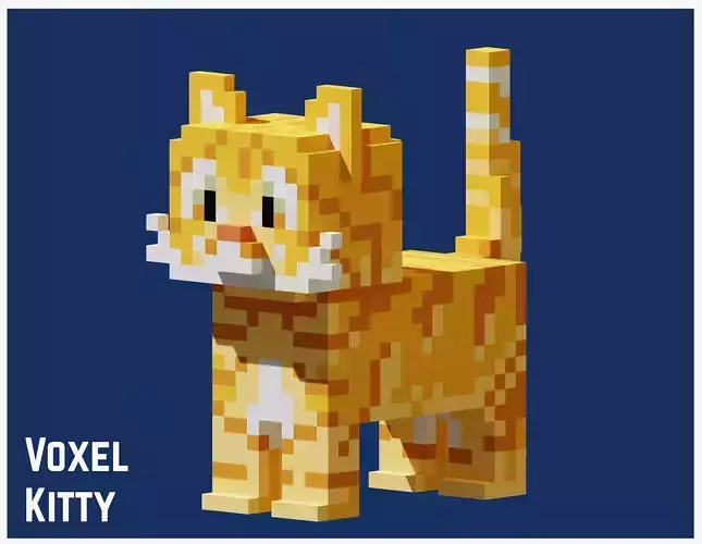 Voxel Cat Low-poly 3D model