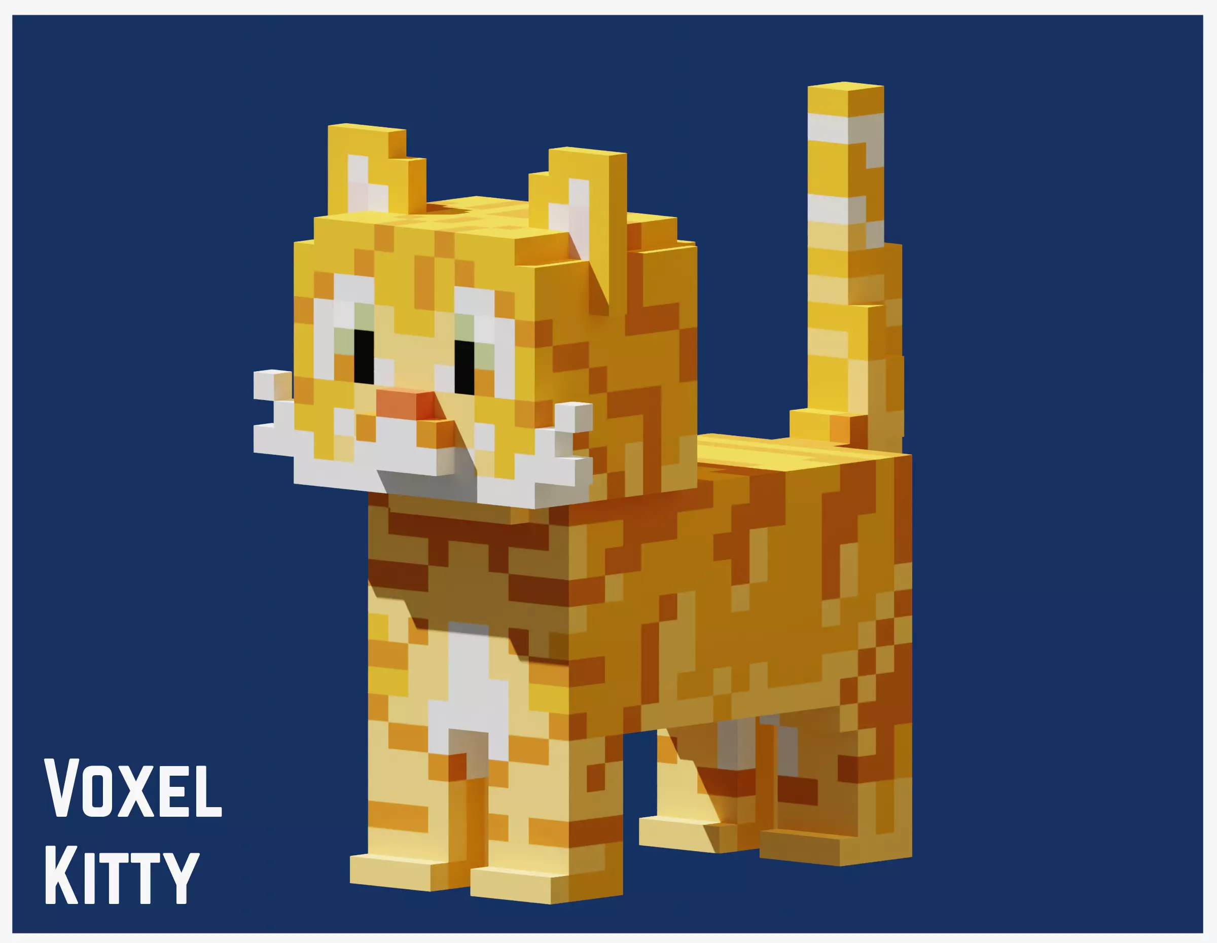 Voxel Cat Low-poly 3D model_0
