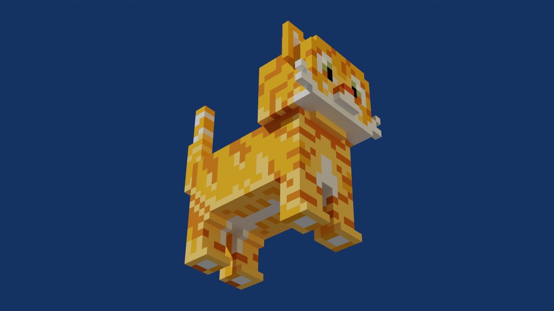 Voxel Cat Low-poly 3D model_6