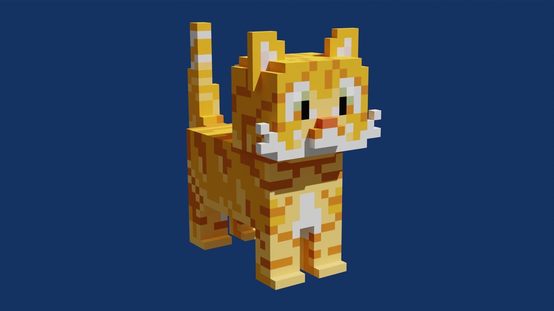 Voxel Cat Low-poly 3D model_4