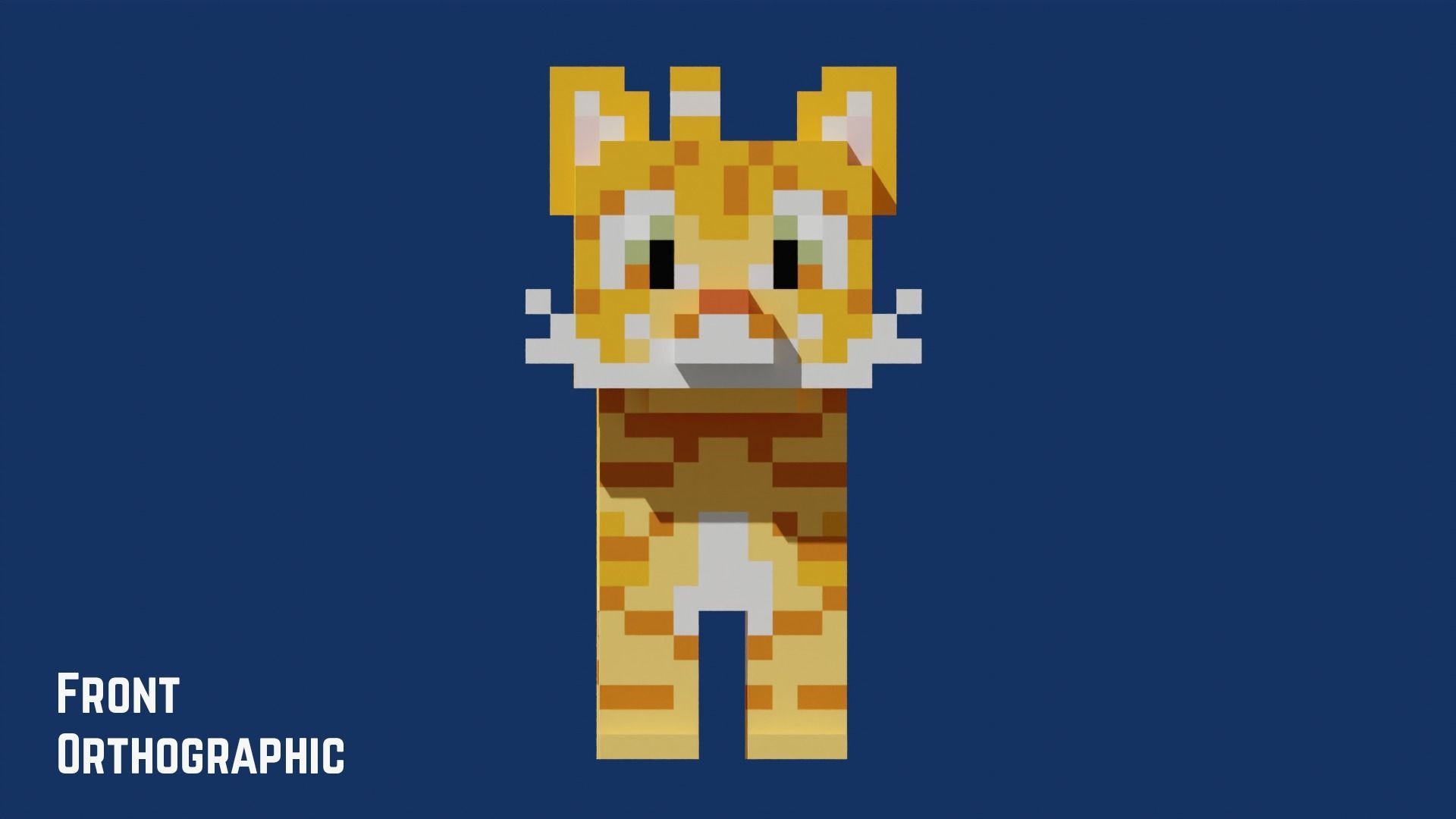 Voxel Cat Low-poly 3D model_7