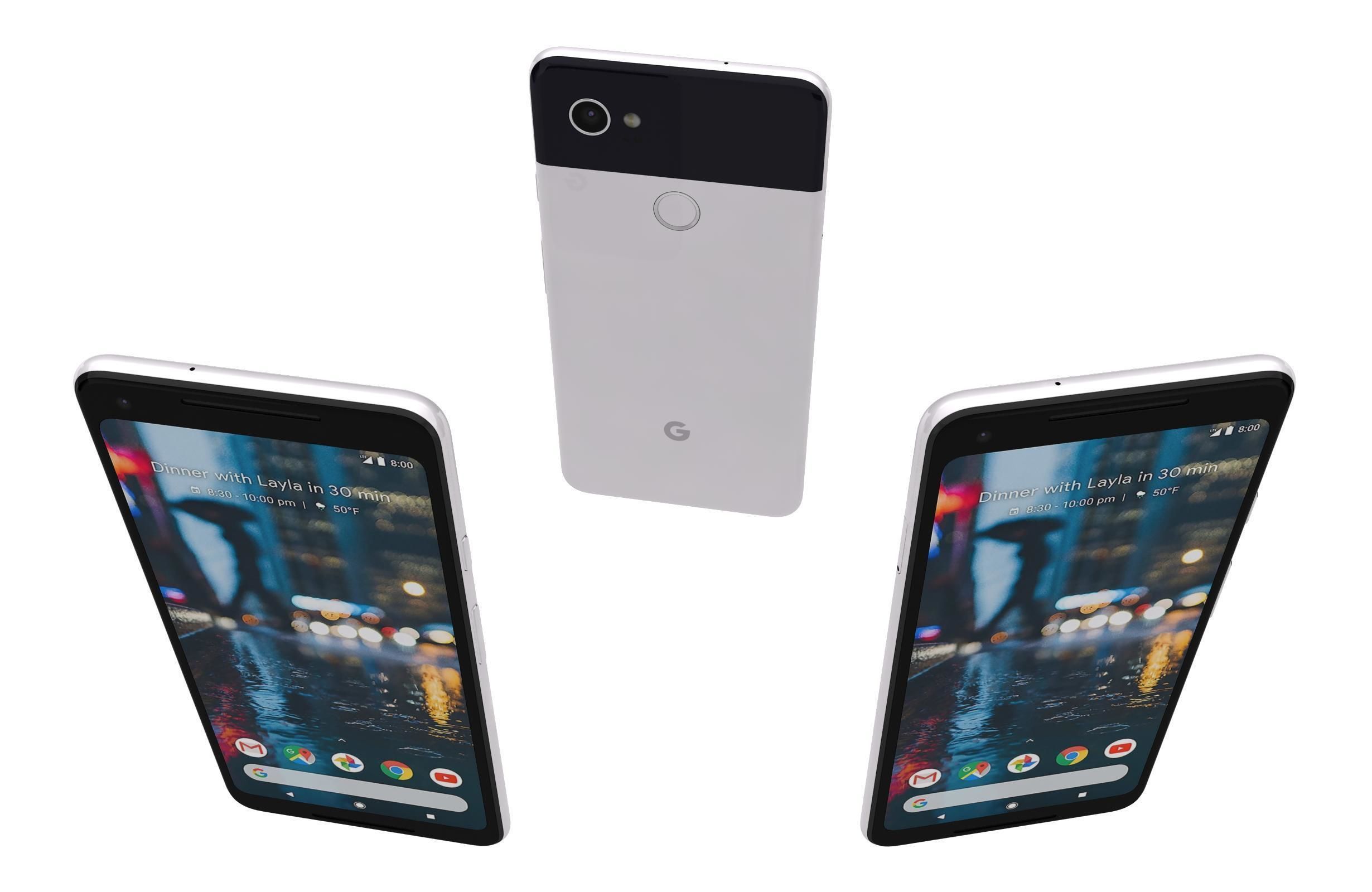 Google Pixel 2 XL White Low-poly 3D model_1