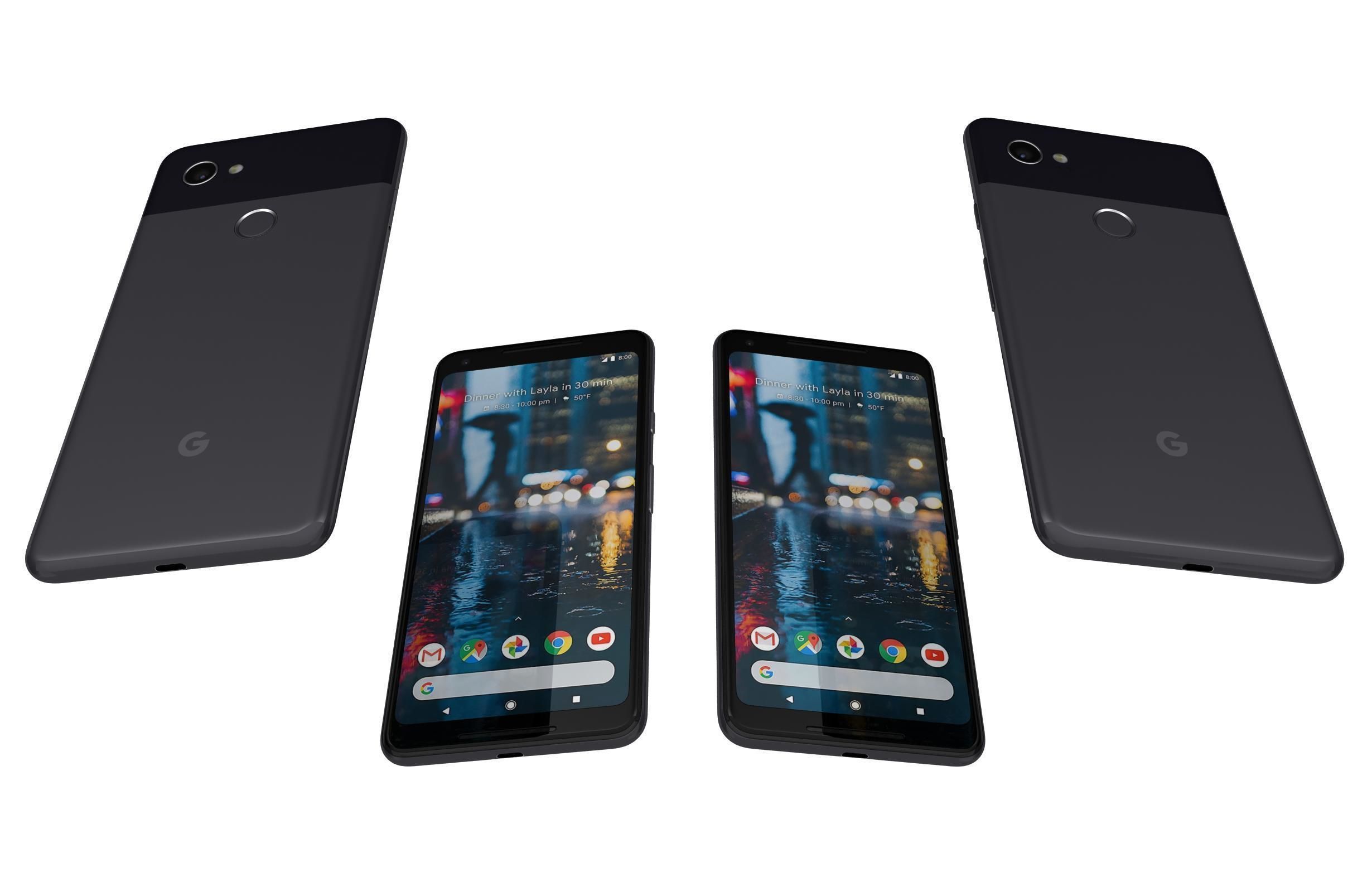 Google Pixel 2 XL Black And White Low-poly 3D model_6