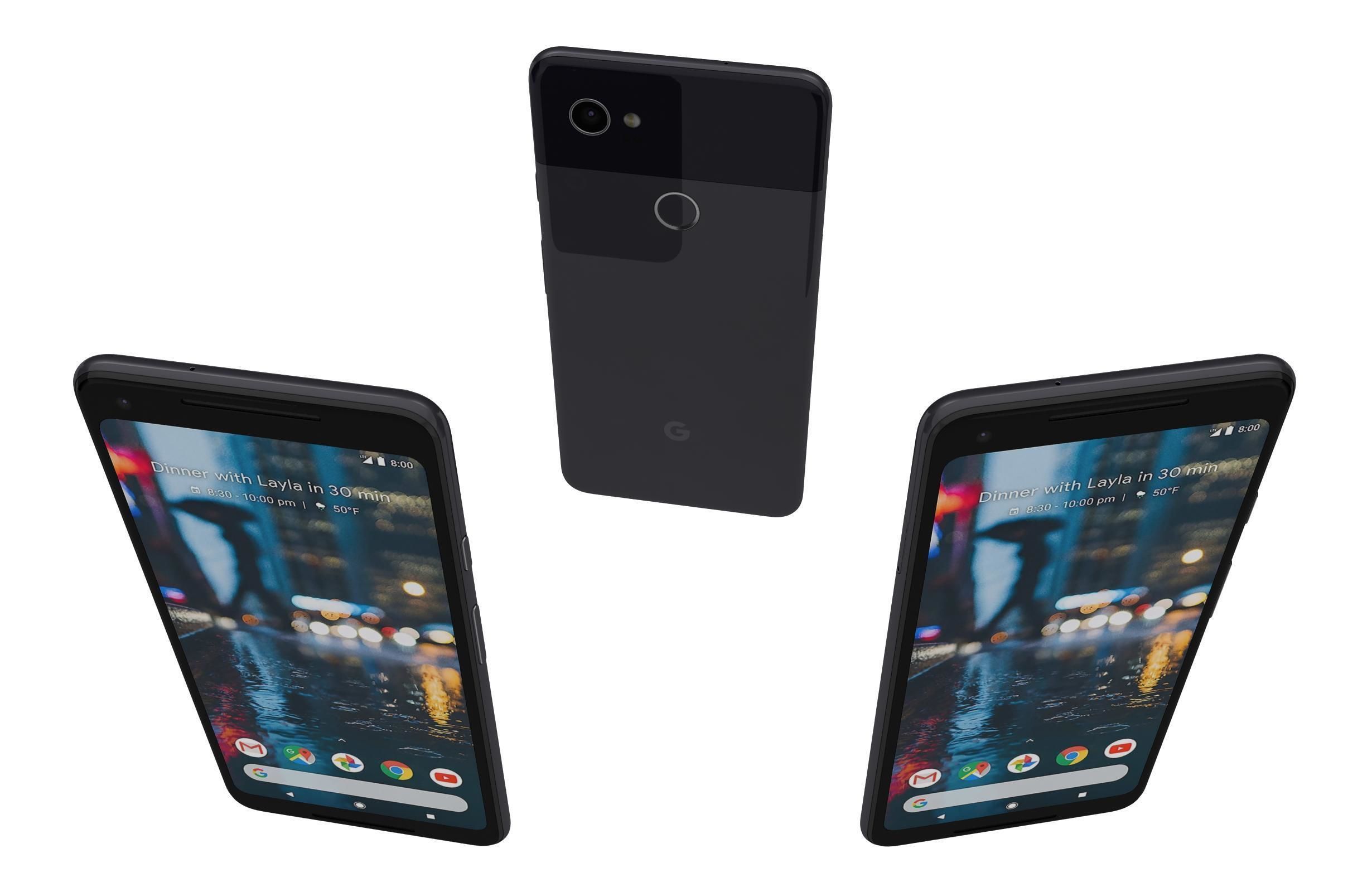 Google Pixel 2 XL Black And White Low-poly 3D model_4