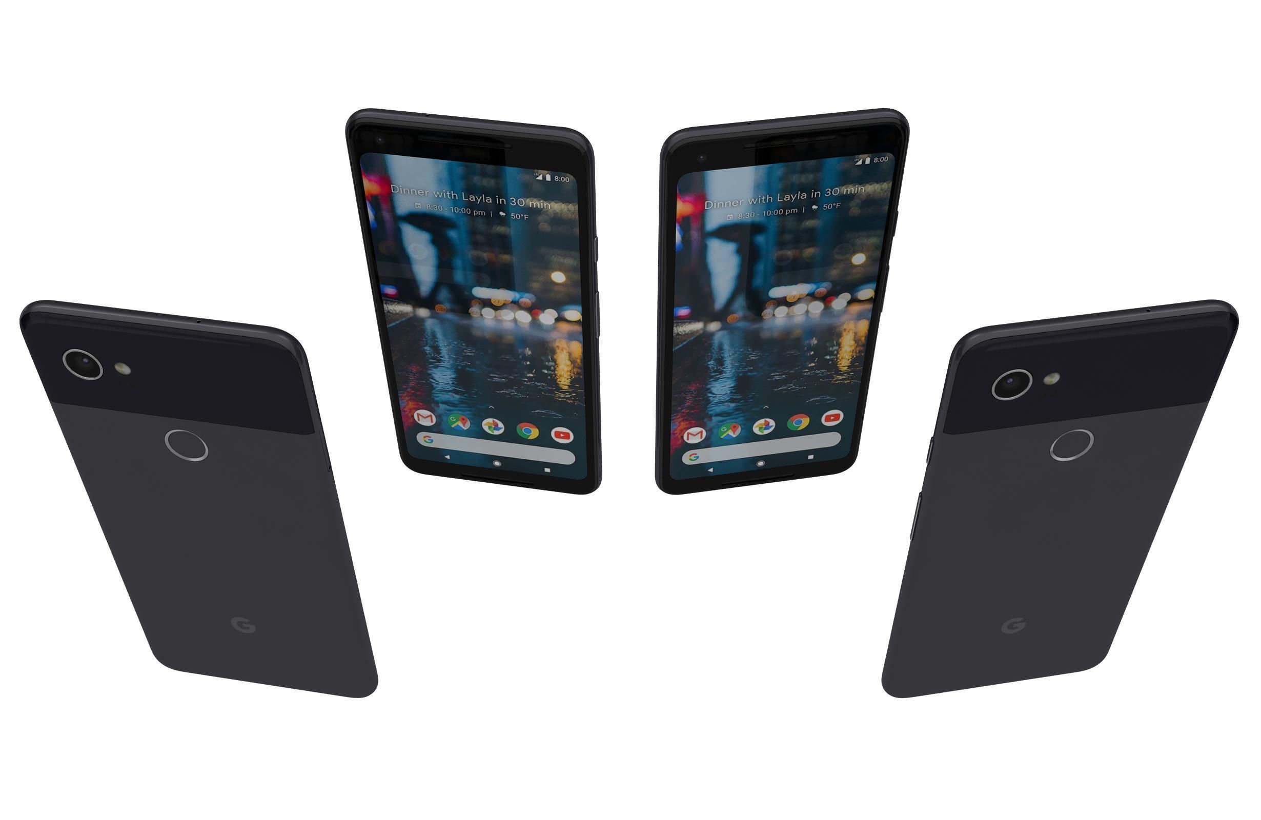 Google Pixel 2 XL Black And White Low-poly 3D model_7