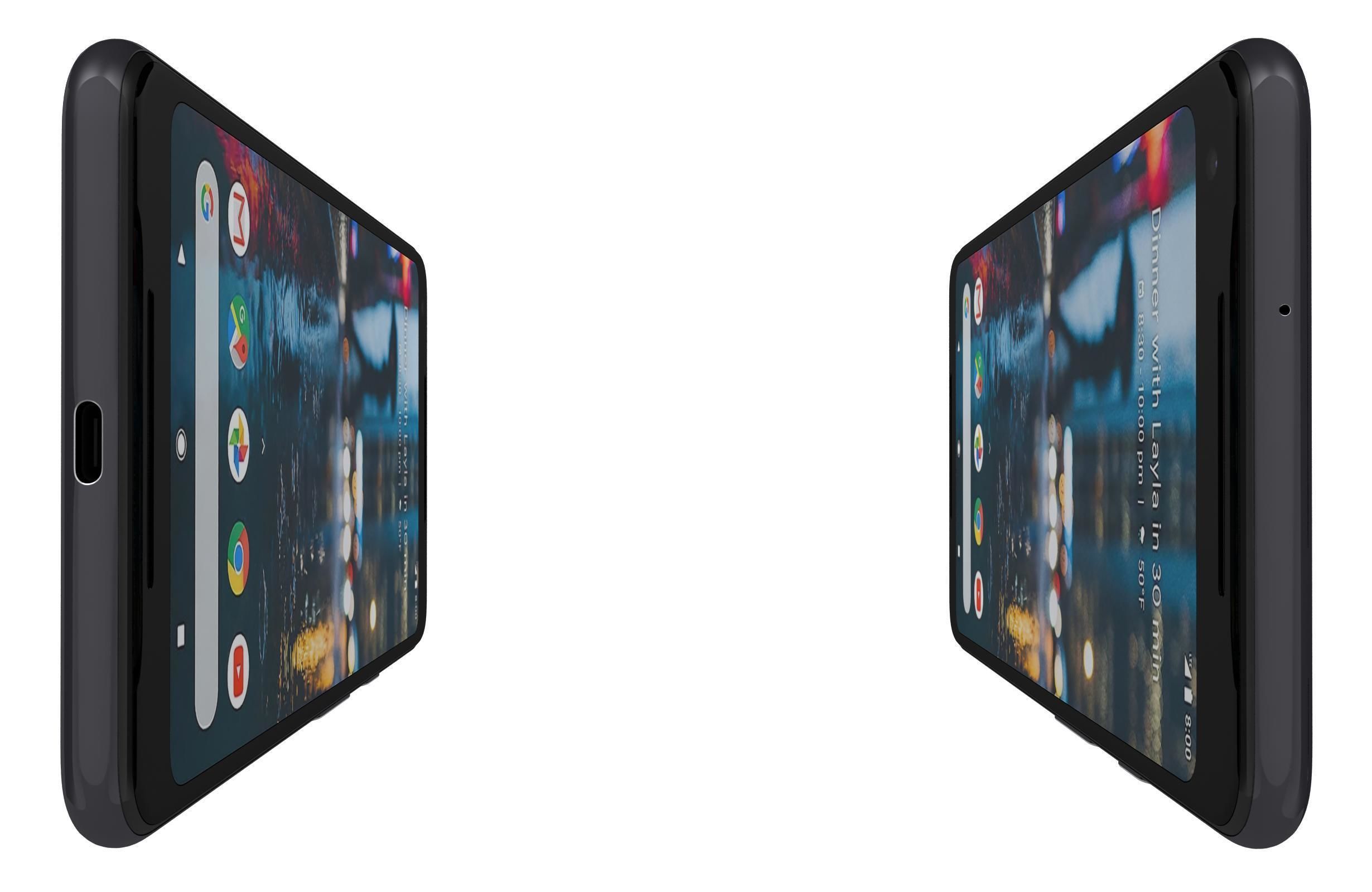 Google Pixel 2 XL Black And White Low-poly 3D model_10