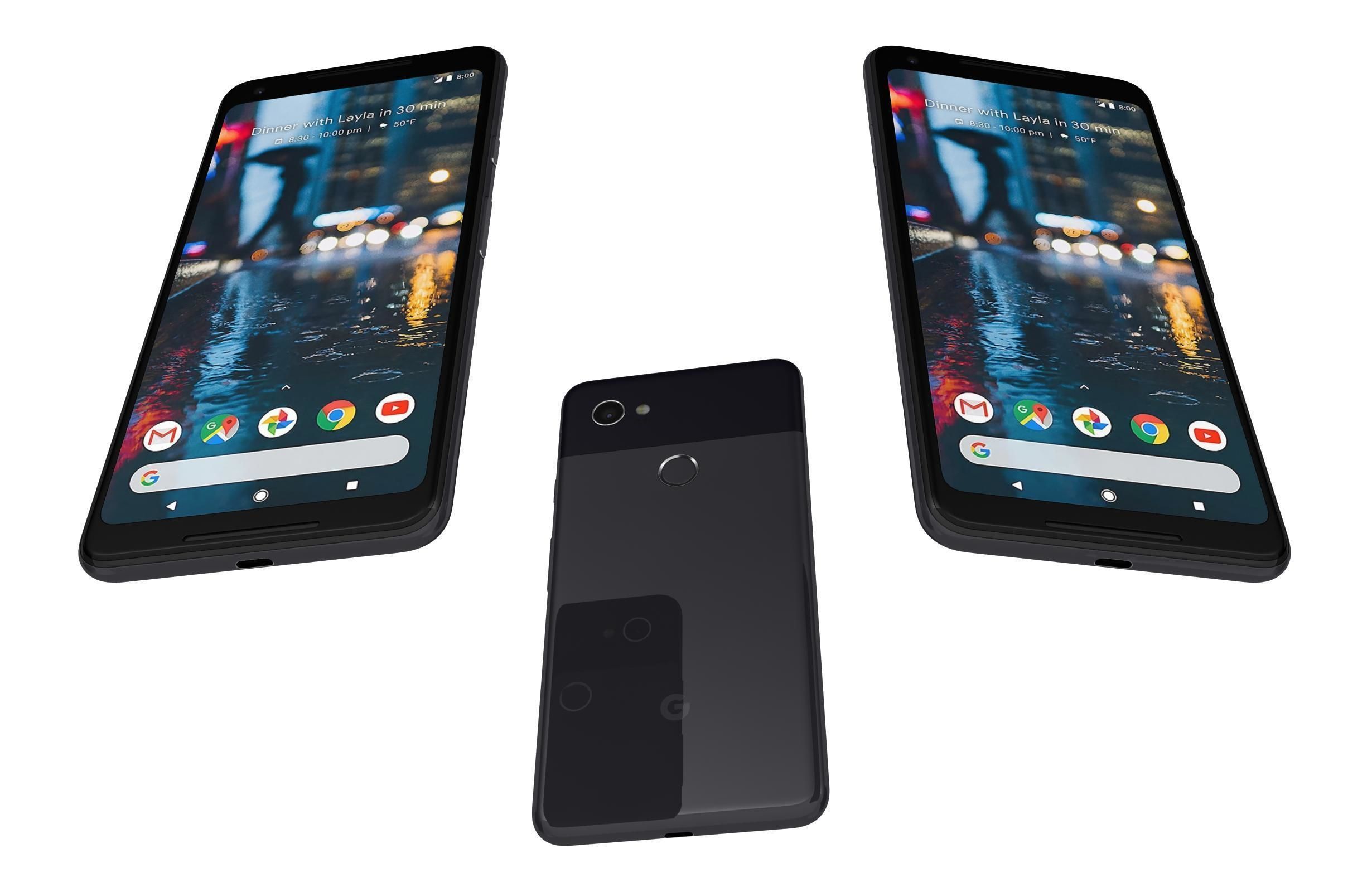 Google Pixel 2 XL Black And White Low-poly 3D model_5