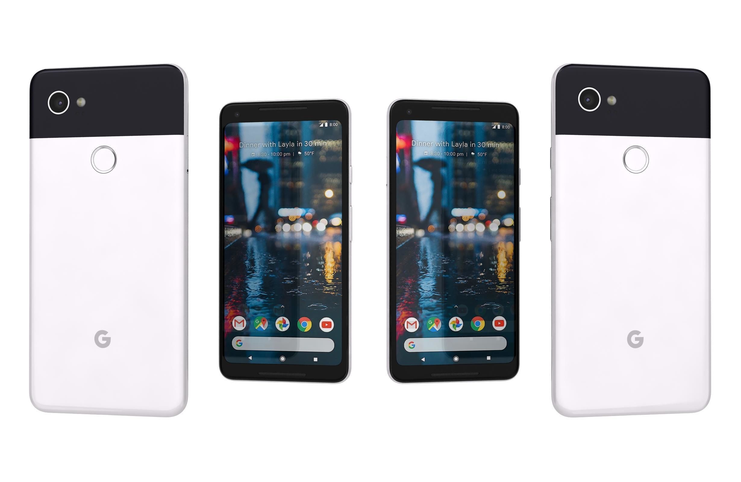 Google Pixel 2 XL Black And White Low-poly 3D model_2