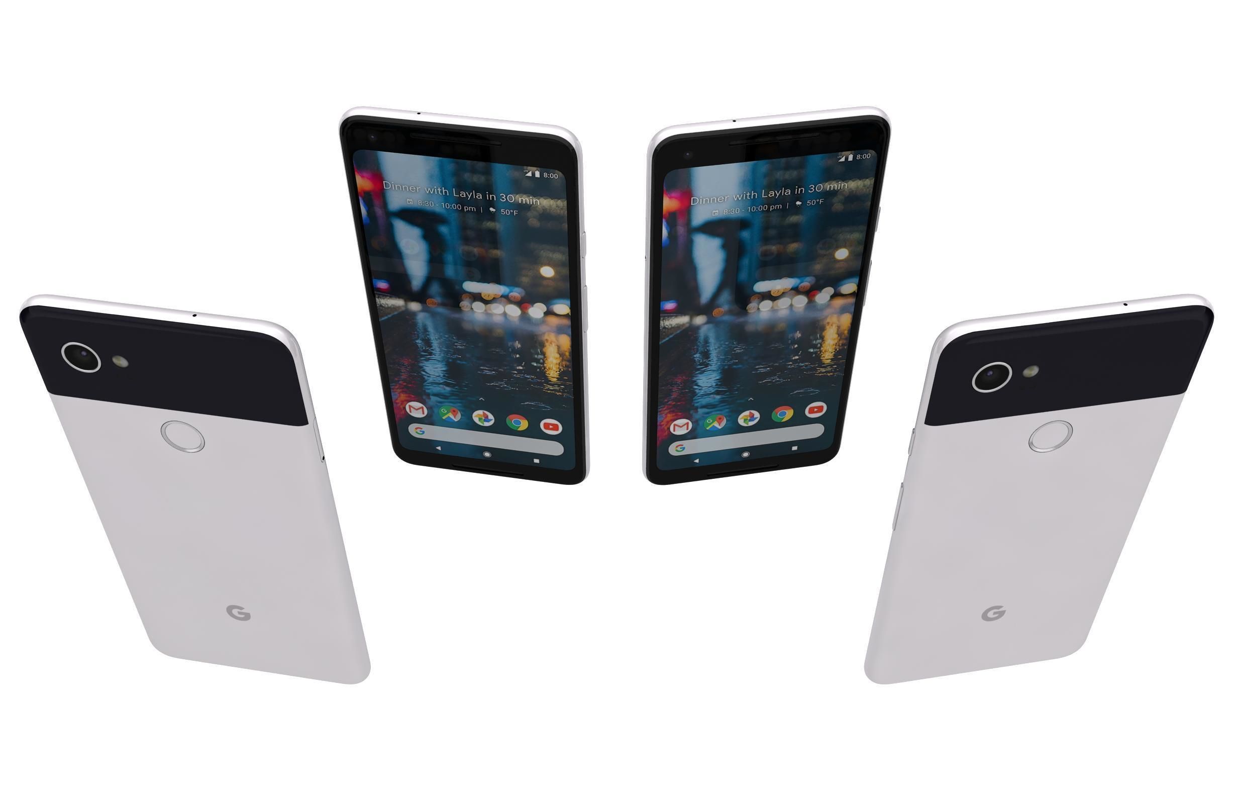 Google Pixel 2 XL Black And White Low-poly 3D model_18