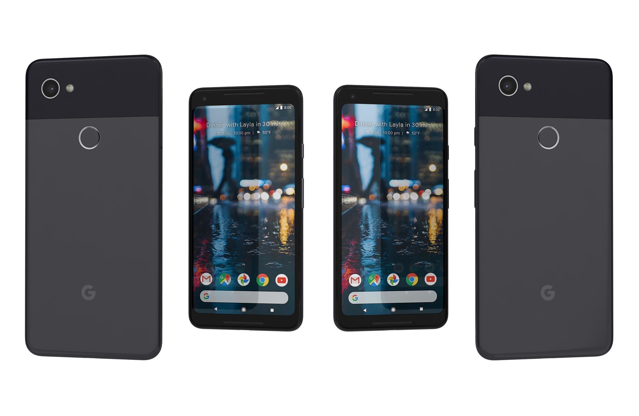 Google Pixel 2 XL Black And White Low-poly 3D model_1