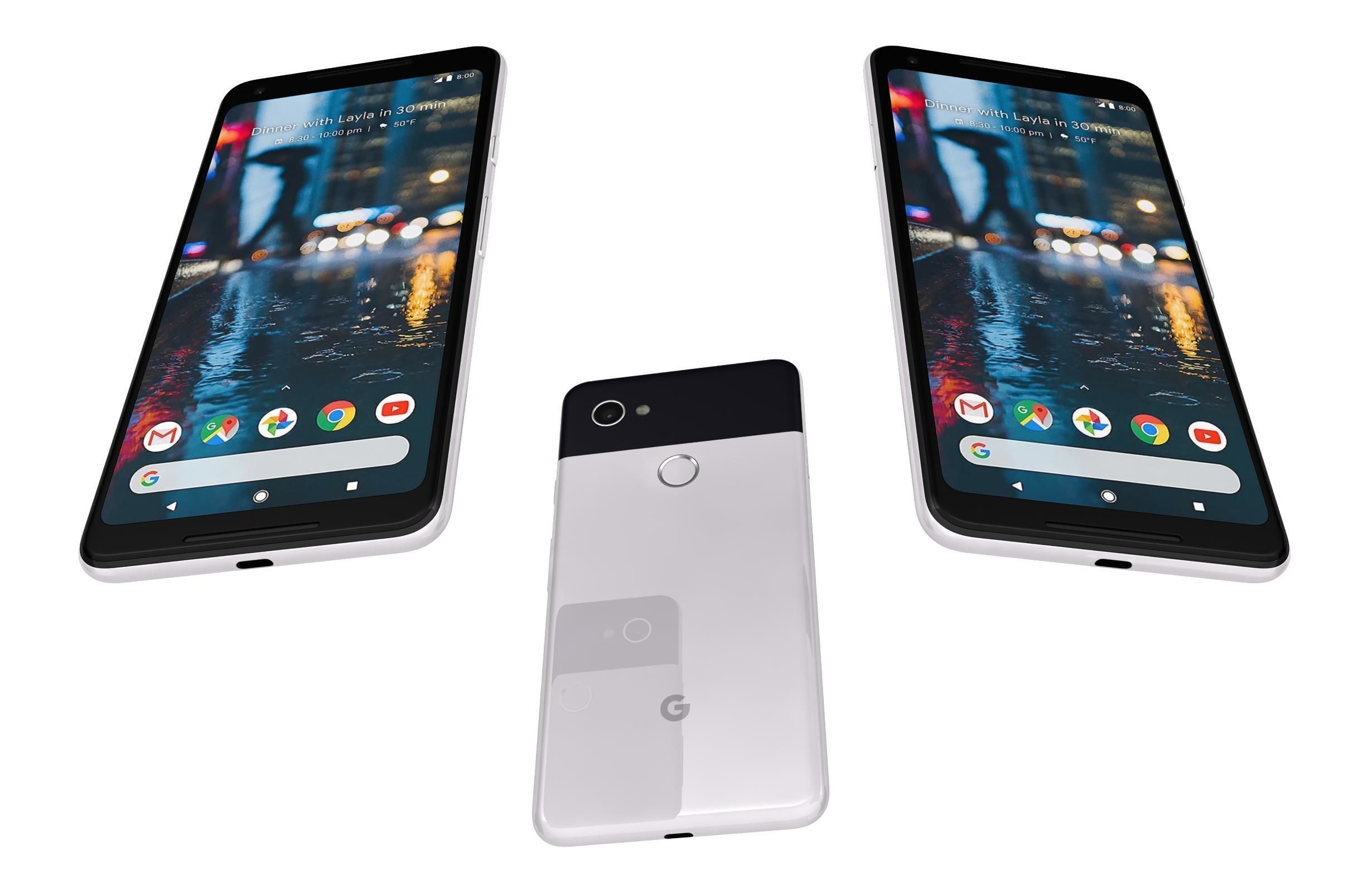 Google Pixel 2 XL Black And White Low-poly 3D model_16