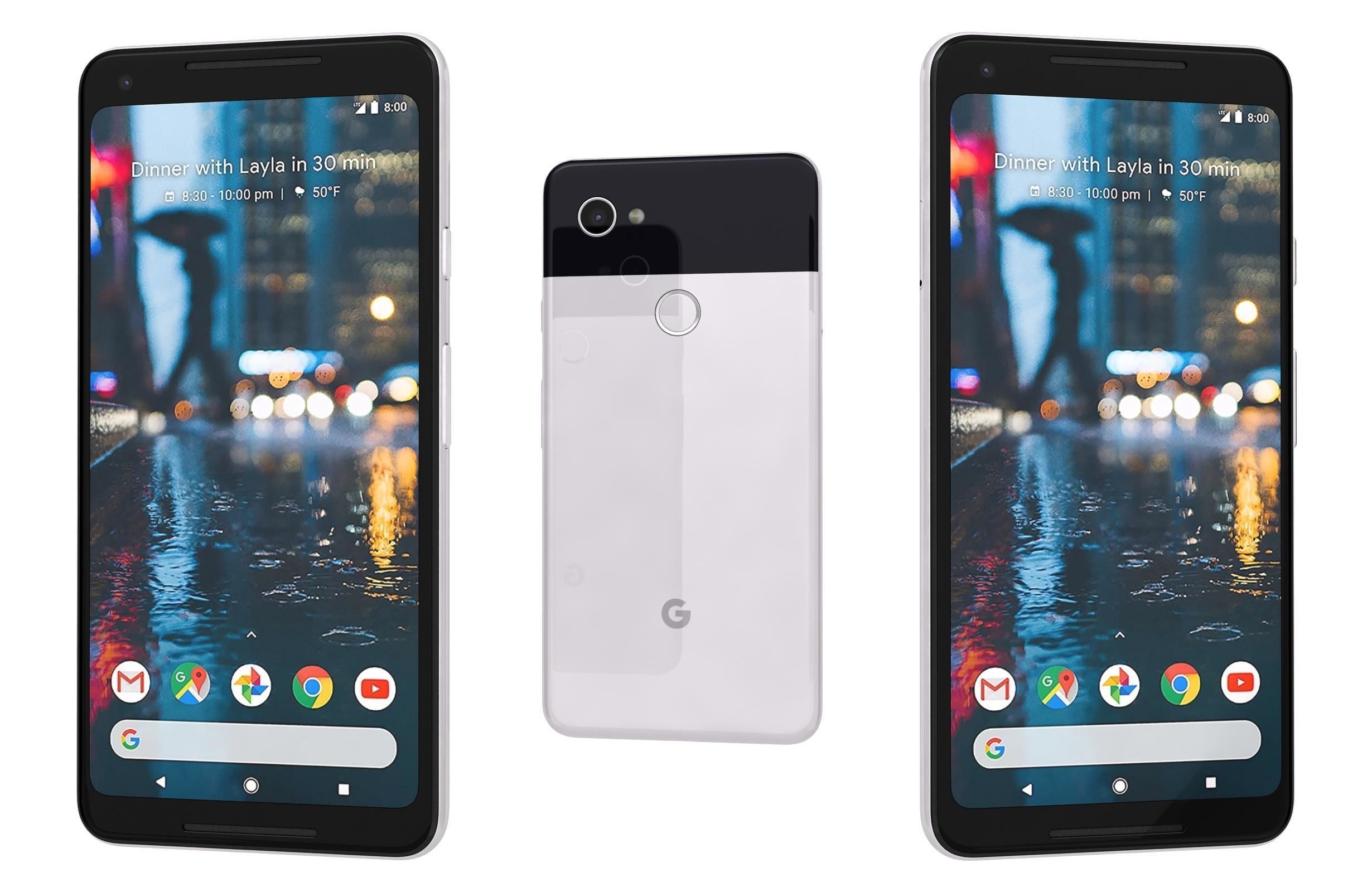 Google Pixel 2 XL Black And White Low-poly 3D model_14