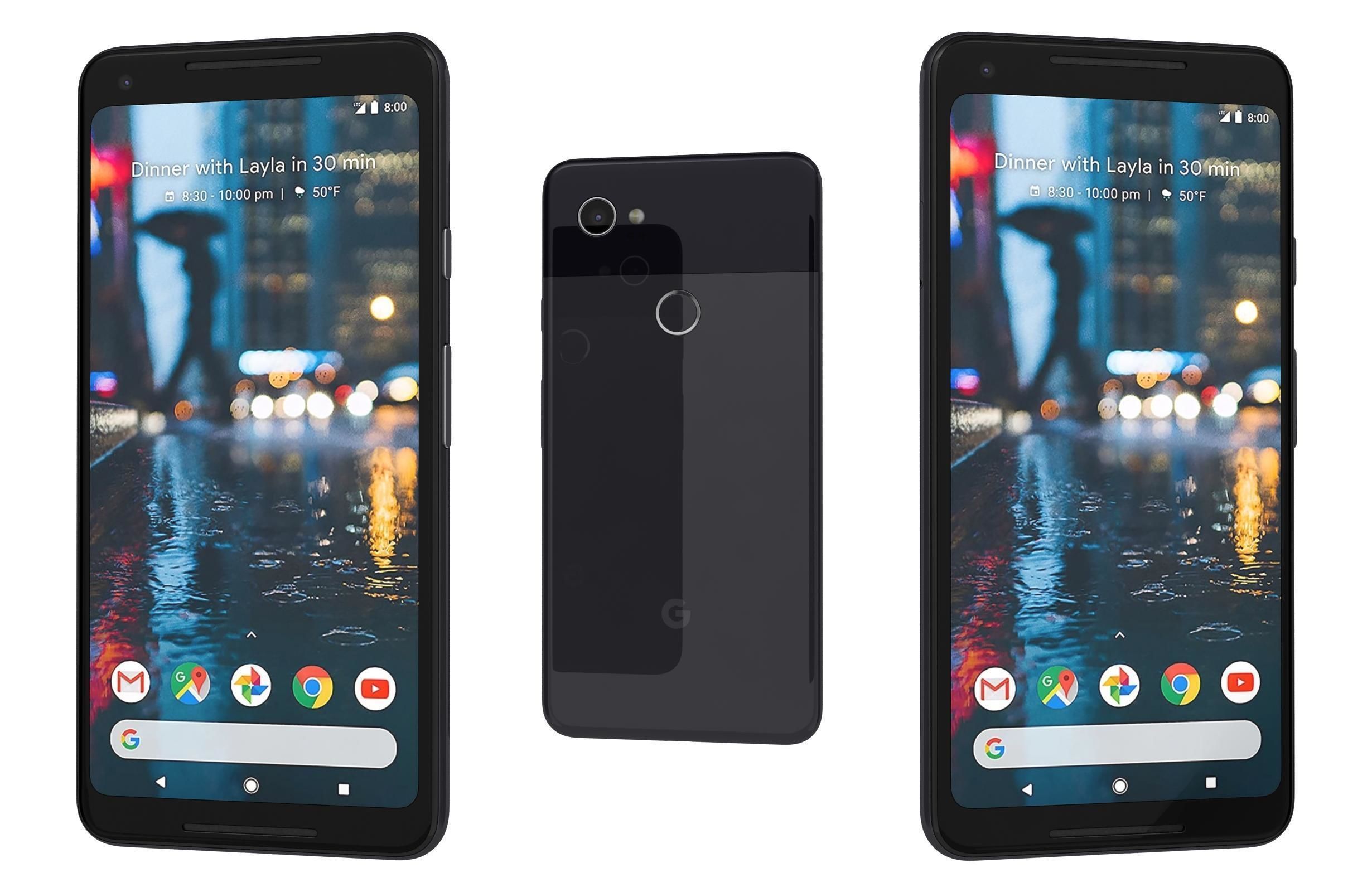 Google Pixel 2 XL Black And White Low-poly 3D model_3