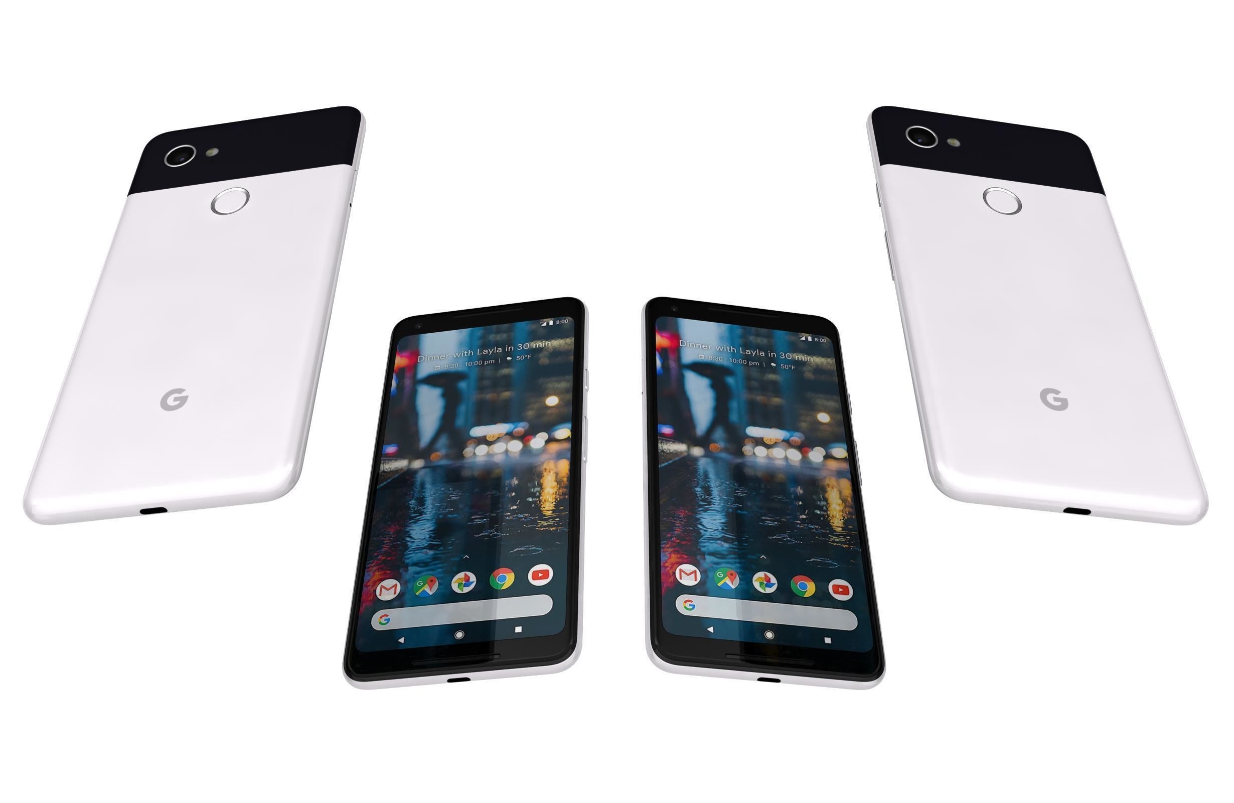 Google Pixel 2 XL Black And White Low-poly 3D model_17