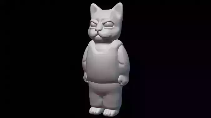 Cartoon Angry Kitty Boy 3D print model